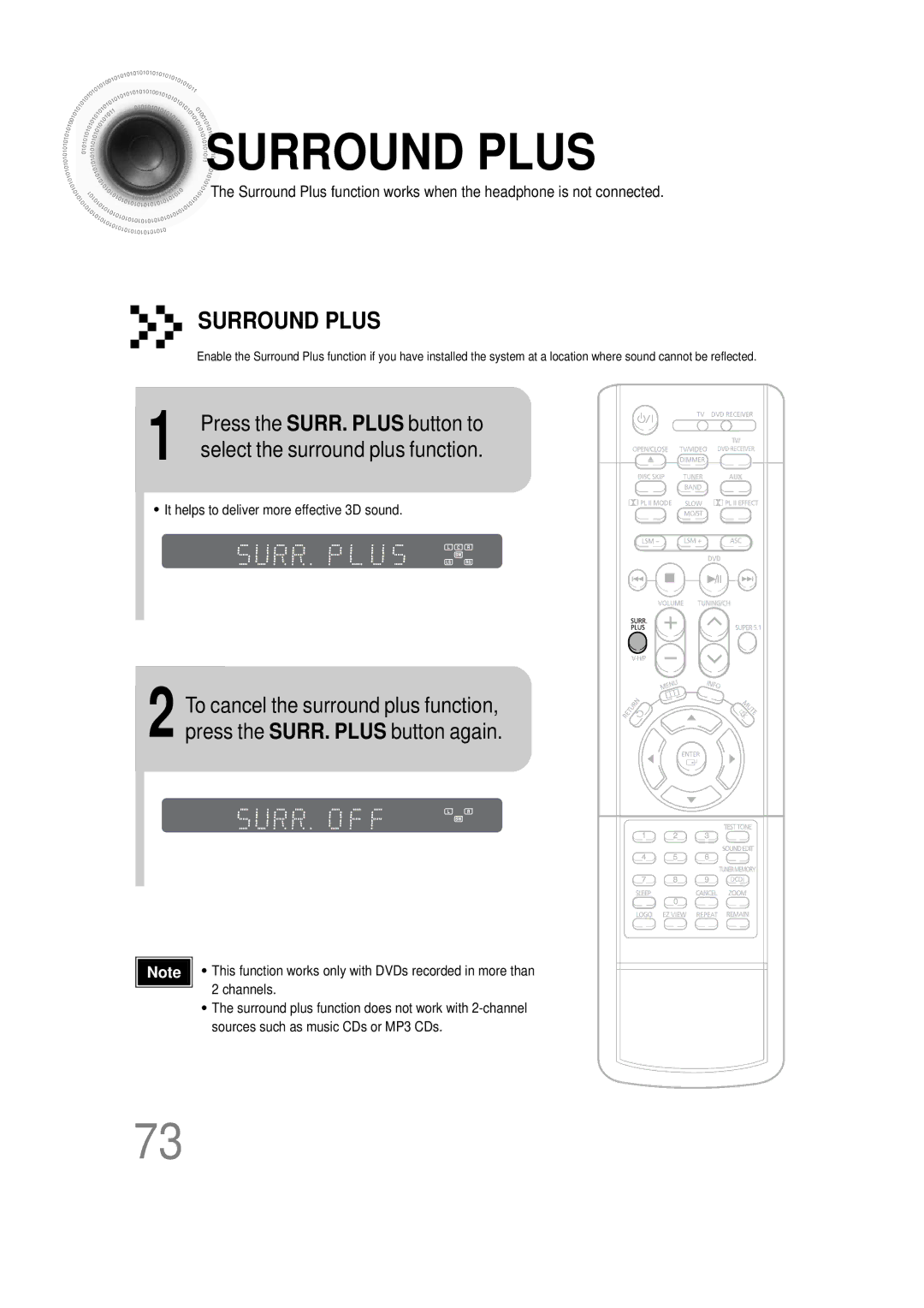 Samsung AH68-01493X, HT-DS665T, 20051111115925328 instruction manual It helps to deliver more effective 3D sound, Channels 