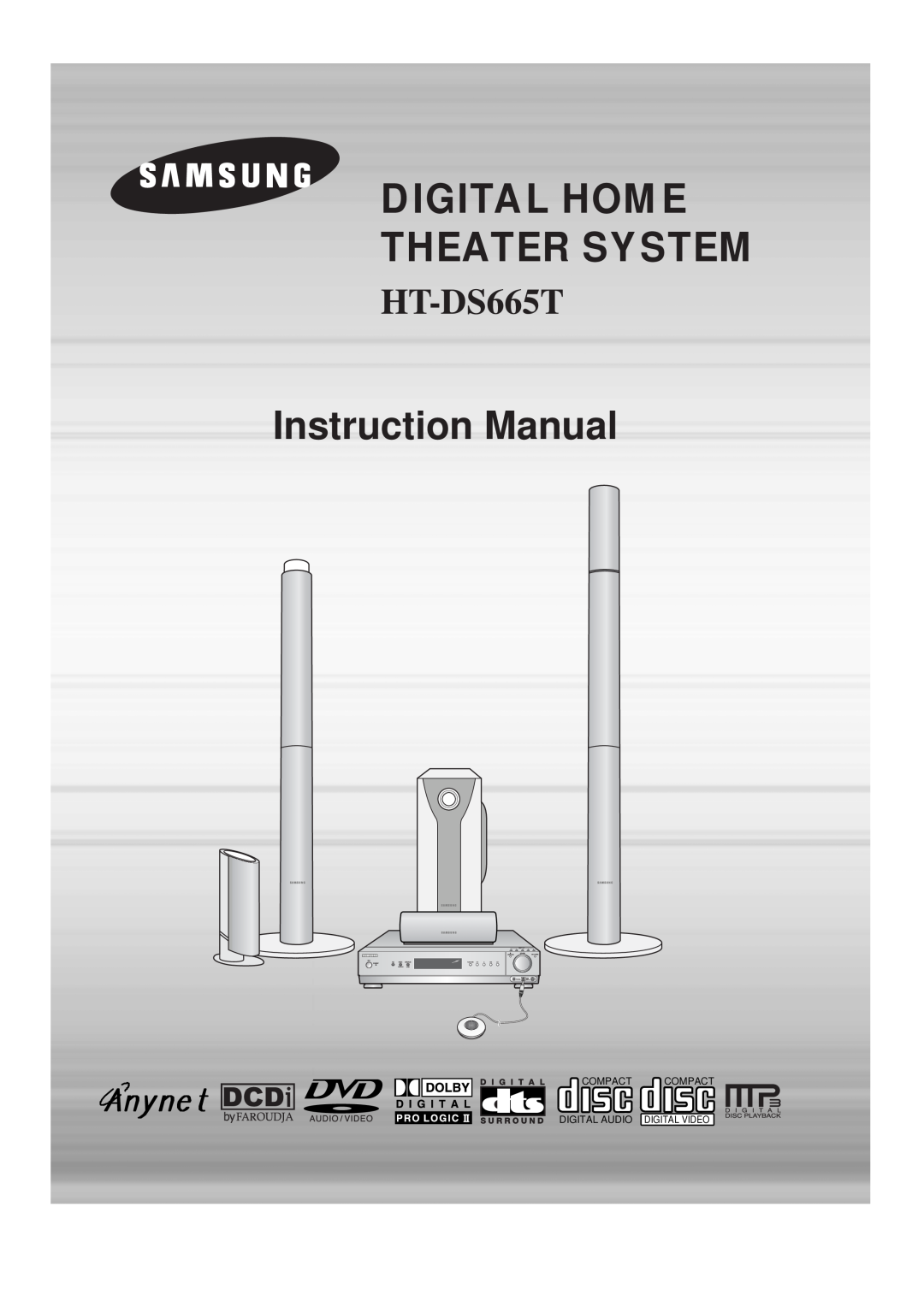 Samsung 20051111115925328, AH68-01493X instruction manual Digital Home Theater System, Instruction Manual, HT-DS665T 