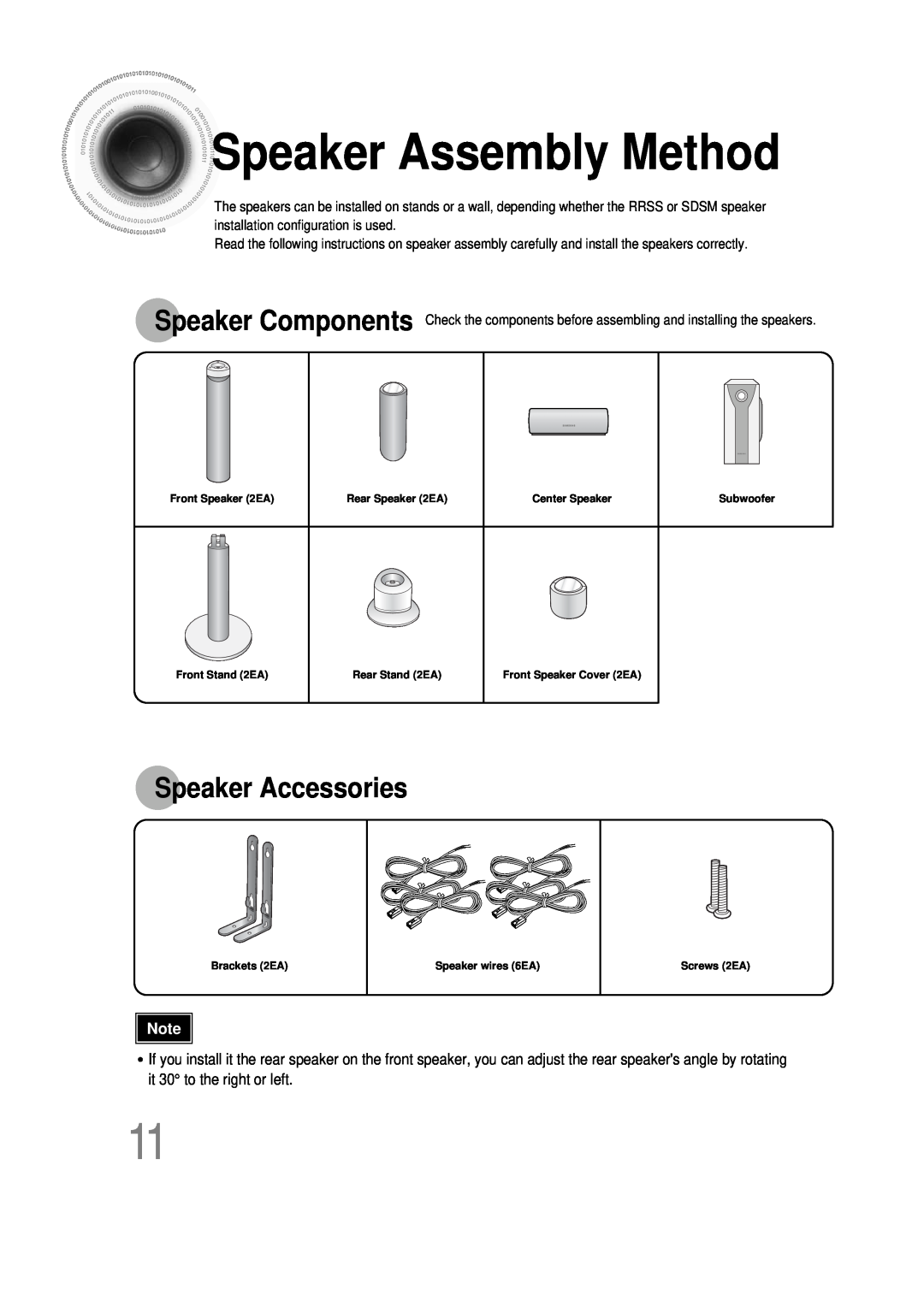 Samsung HT-DS665T, 20051111115925328, AH68-01493X instruction manual Speaker Assembly Method, Speaker Accessories 