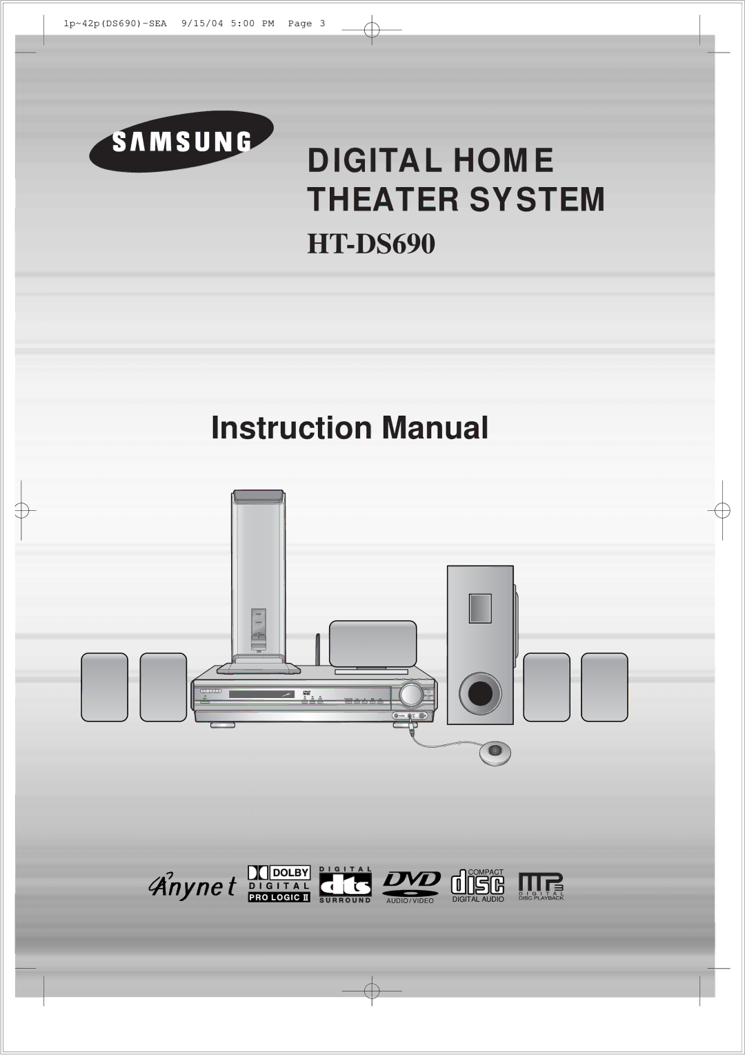 Samsung HT-DS690 instruction manual Digital Home Theater System 