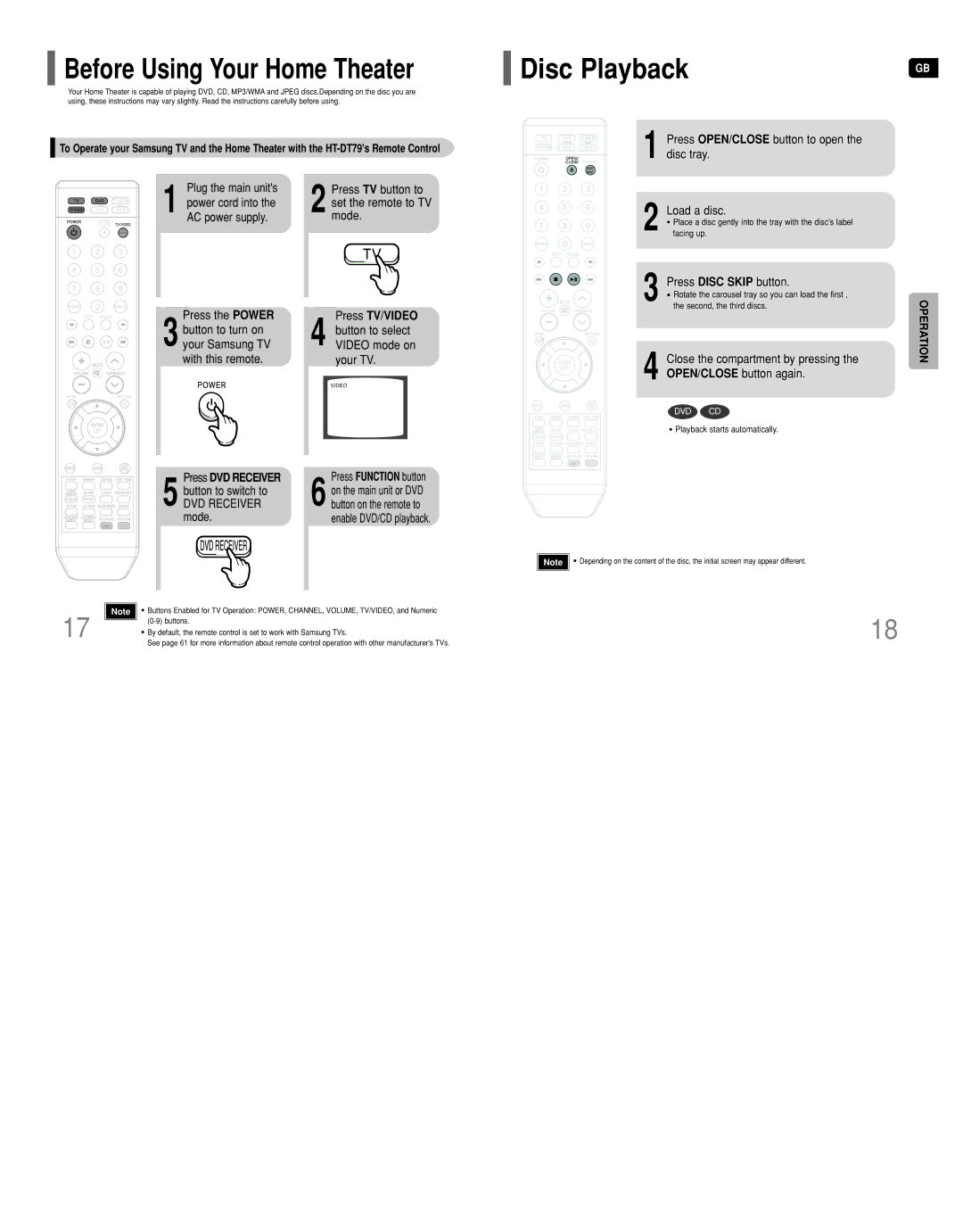 Samsung HT-DT79 instruction manual Power Press TV/VIDEO 