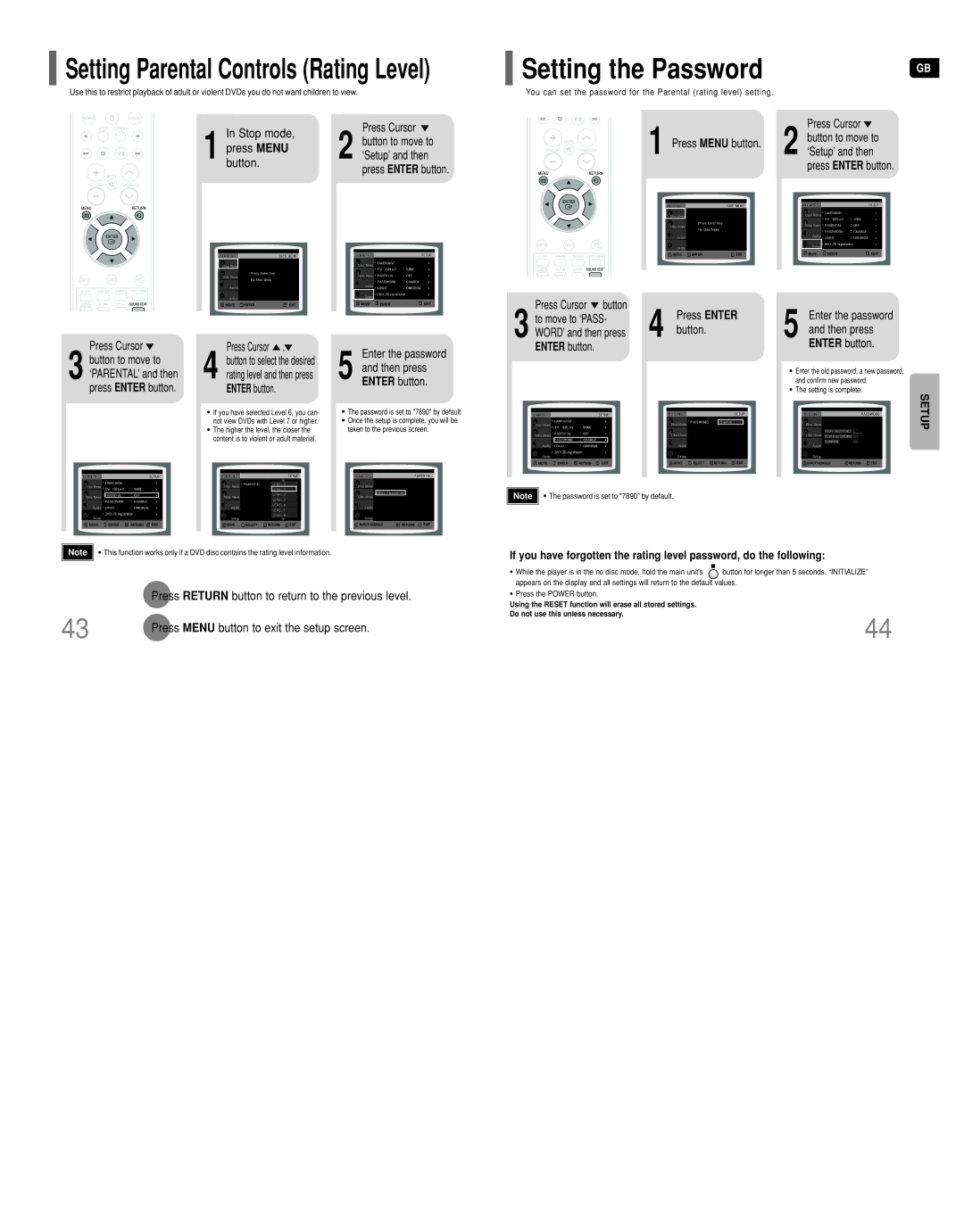 Samsung HT-DT79 instruction manual Setting the Password, Setup 