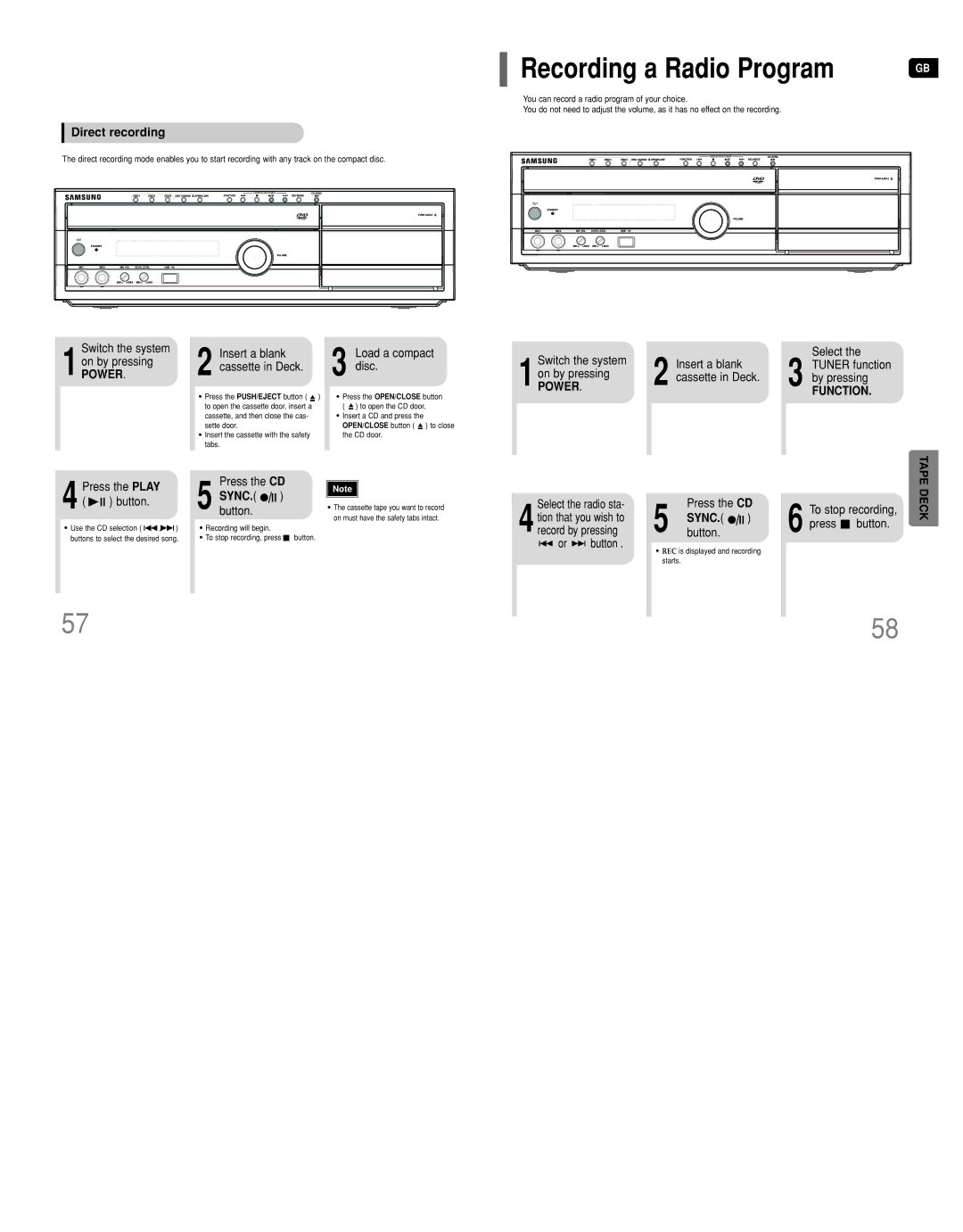 Samsung HT-DT79 instruction manual Recording a Radio Program, Power Function, Sync 