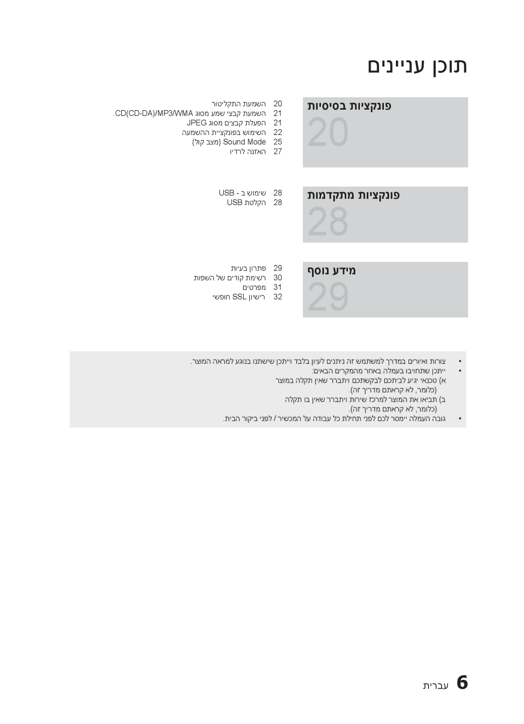 Samsung HT-E320/SQ manual תויסיסב תויצקנופ תומדקתמ תויצקנופ, ףסונ עדימ 