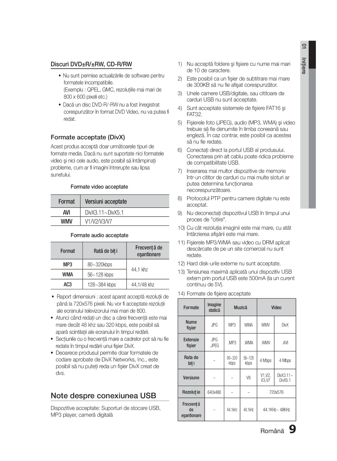 Samsung HT-E330/EN manual Discuri DVD±R/±RW, CD-R/RW, Formate acceptate DivX 