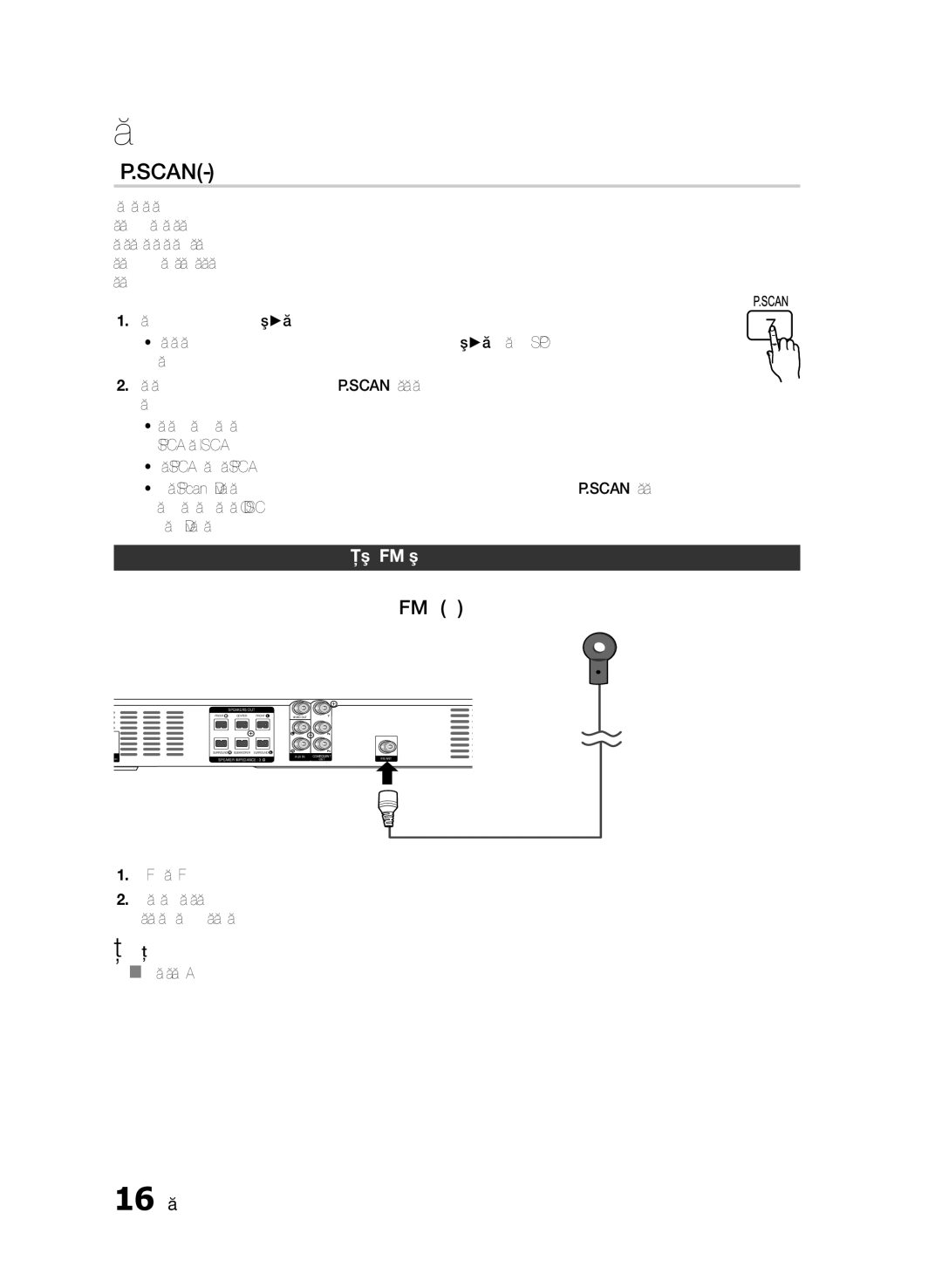 Samsung HT-E330/EN manual Функция P.SCANПрогресивно сканиране, FM антена включена в доставката, Свързване на FM антената 