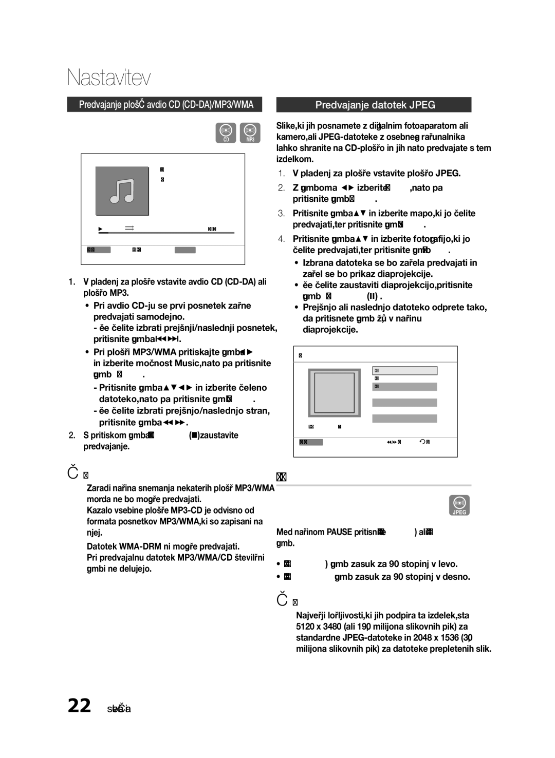 Samsung HT-E330/EN manual Funkcija zasuka, Predvajanje datotek Jpeg 