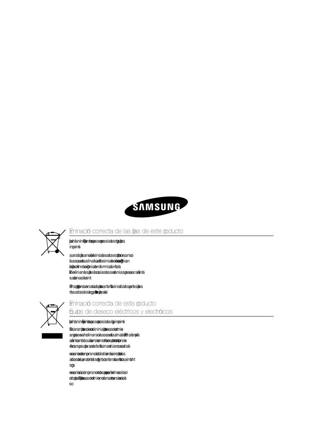 Samsung HT-E330/ZF manual Eliminación correcta de las pilas de este producto 