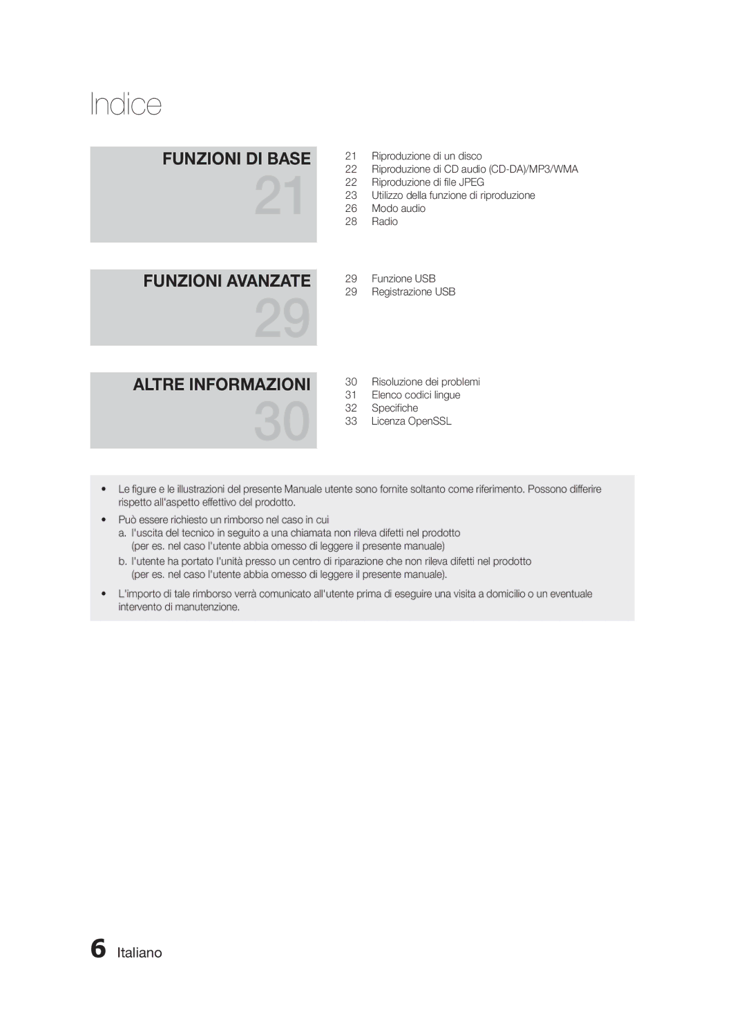 Samsung HT-E330/ZF manual Funzioni DI Base Funzioni Avanzate 