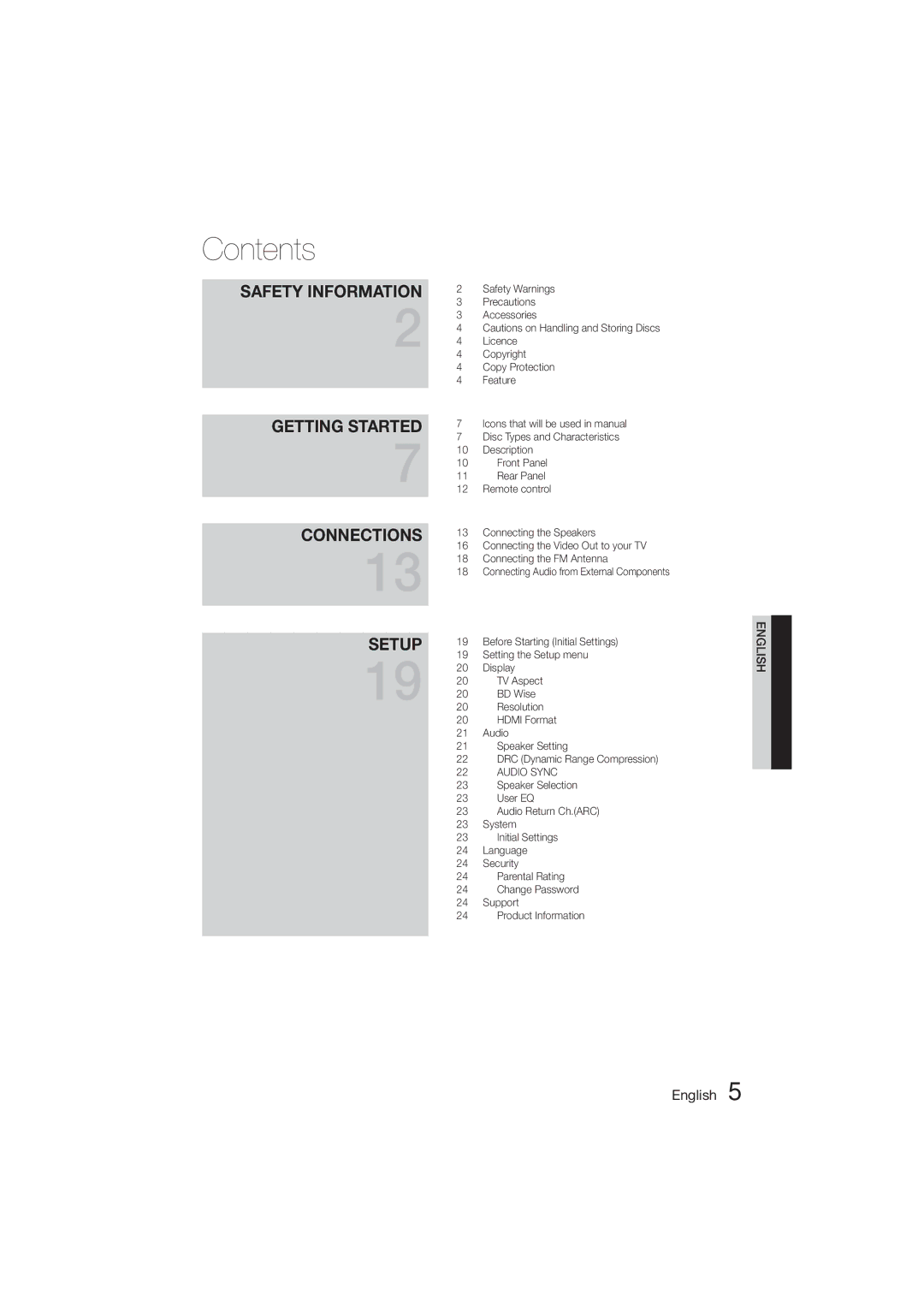 Samsung HT-355, HT-E350 user manual Contents 