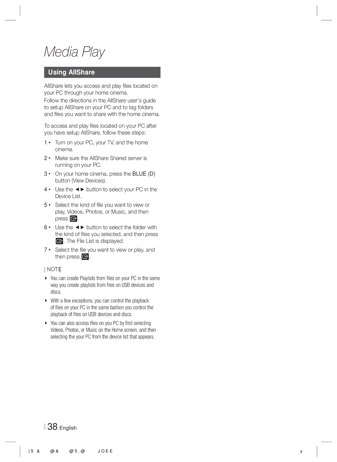 Samsung HT-E3500/TK manual Using AllShare 