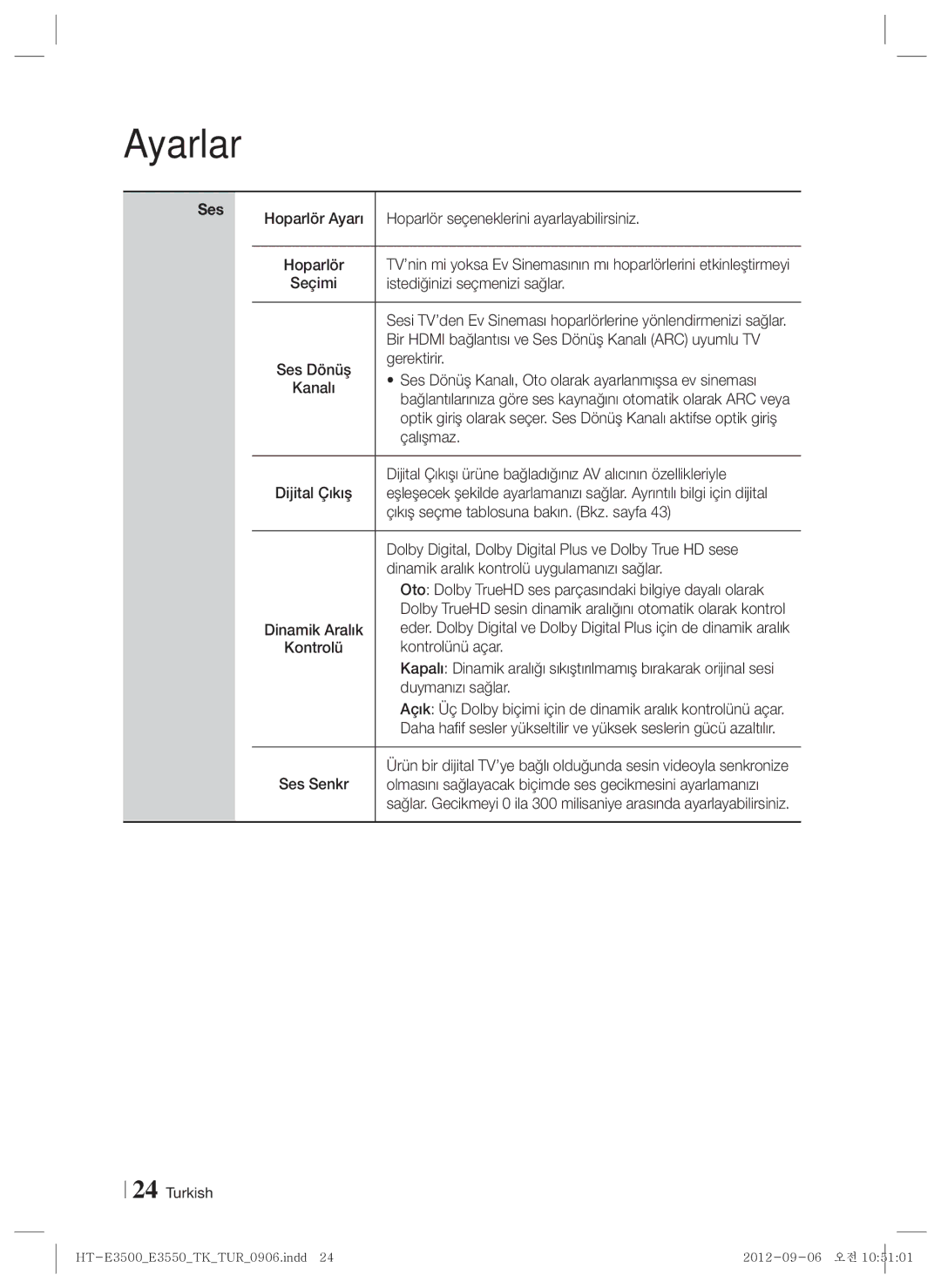 Samsung HT-E3500/TK manual Ses 