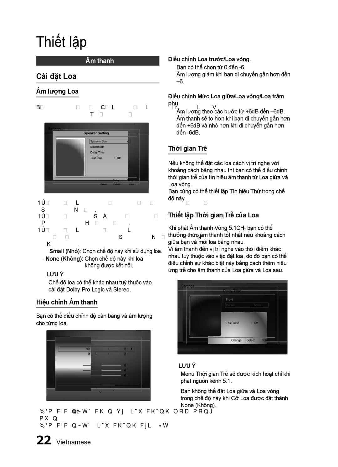 Samsung HT-E350K/XV manual Cài đặt Loa, Âm thanh 