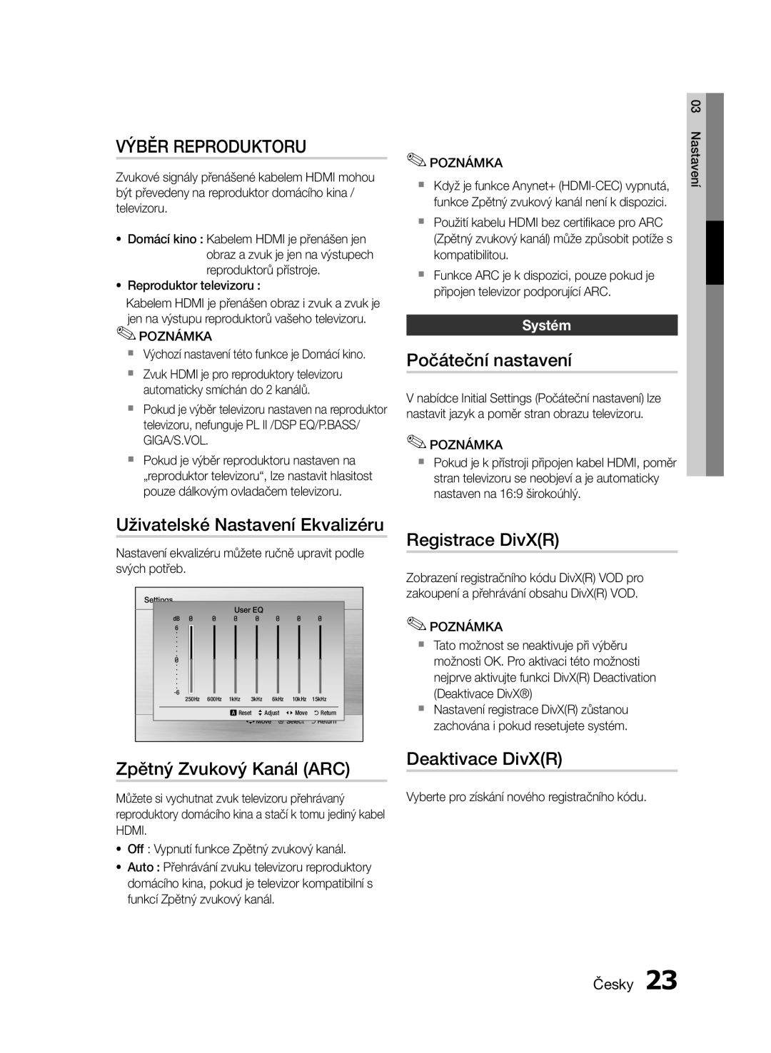 Samsung HT-E355/EN, HT-E350/EN manual Výběr Reproduktoru 