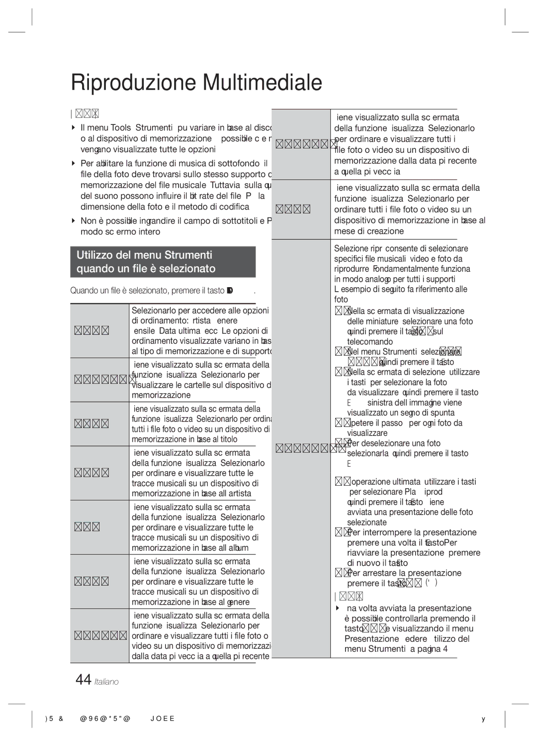 Samsung HT-E4200/ZF, HT-ES4200/ZF manual Utilizzo del menu Strumenti Quando un file è selezionato 