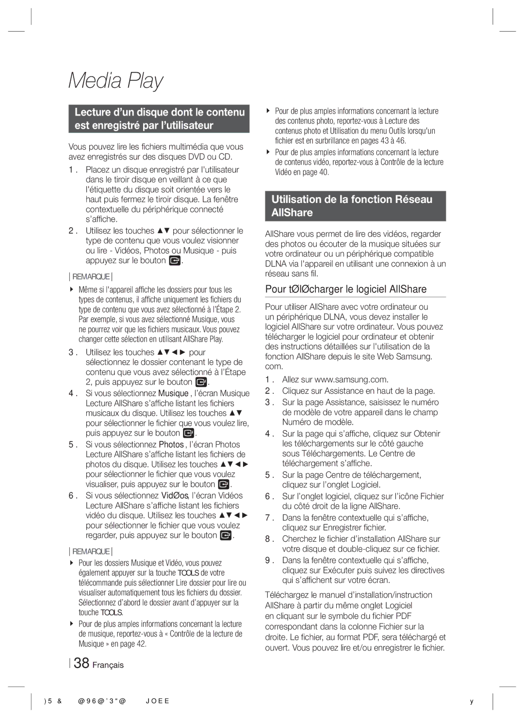 Samsung HT-E4200/ZF, HT-ES4200/ZF manual Utilisation de la fonction Réseau AllShare, Pour télécharger le logiciel AllShare 