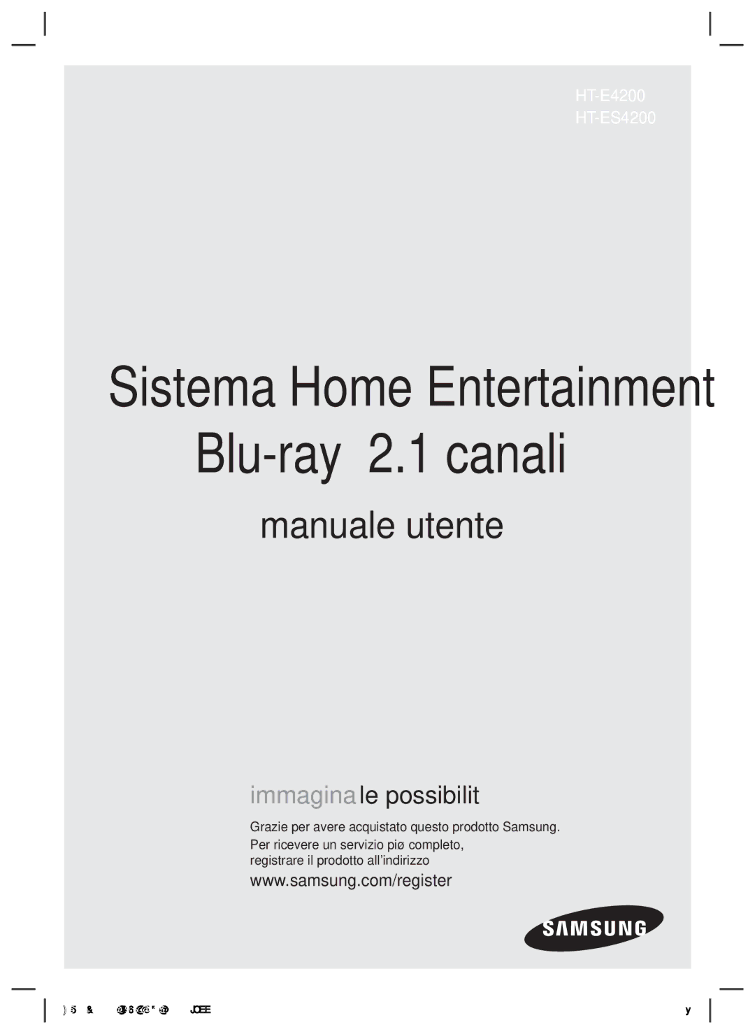 Samsung HT-ES4200/ZF, HT-E4200/ZF manual Blu-ray 2.1 canali, Registrare il prodotto allindirizzo 