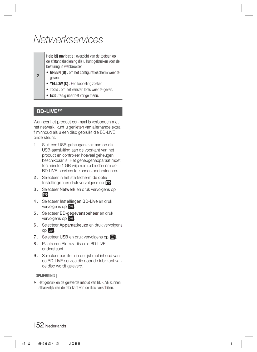 Samsung HT-E4550/EN, HT-E4500/EN, HT-E4500/XN, HT-E4550/ZF, HT-E4500/ZF manual Bd-Live 