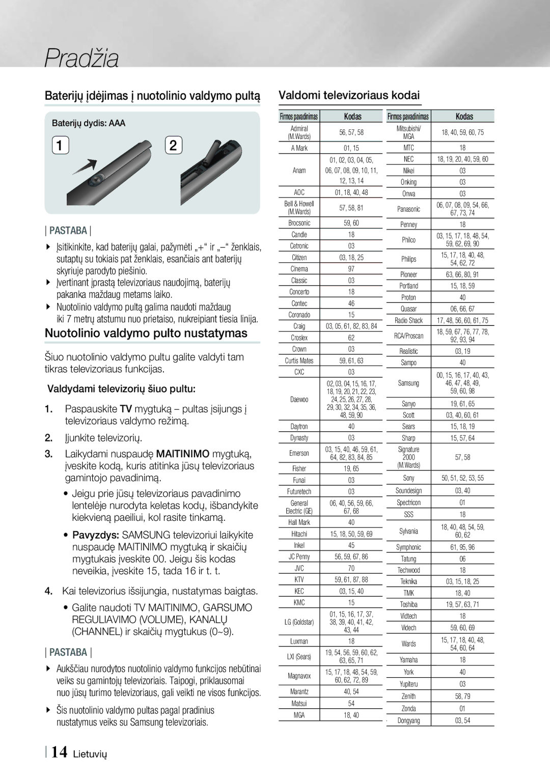 Samsung HT-E4500/EN manual Nuotolinio valdymo pulto nustatymas, Kai televizorius išsijungia, nustatymas baigtas, Kodas 