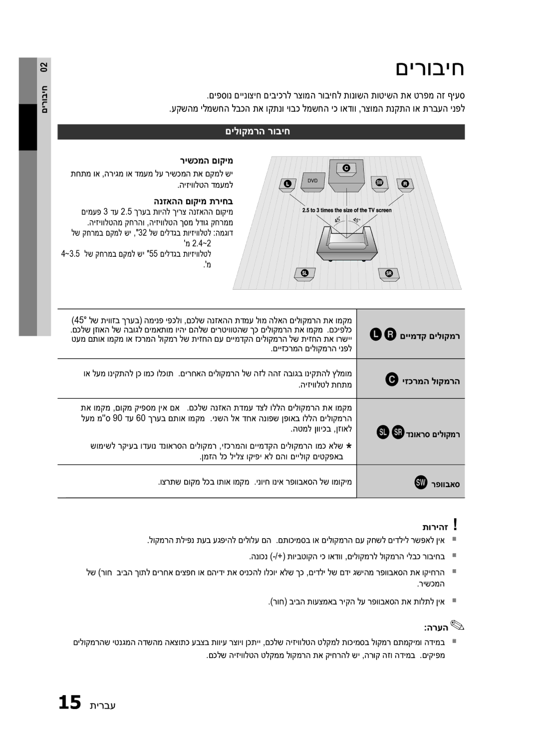 Samsung HT-E453HK/SQ manual םירוביח, םילוקמרה רוביח 