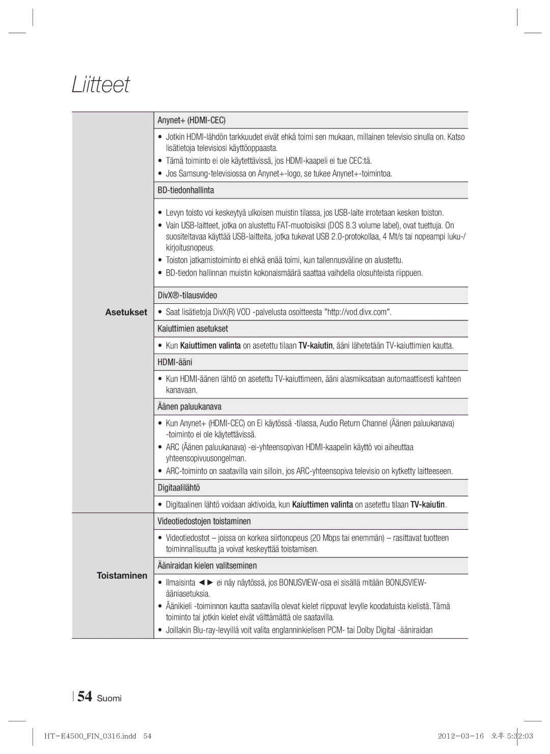 Samsung HT-E4550/XE manual Ääniraidan kielen valitseminen, Toistaminen 