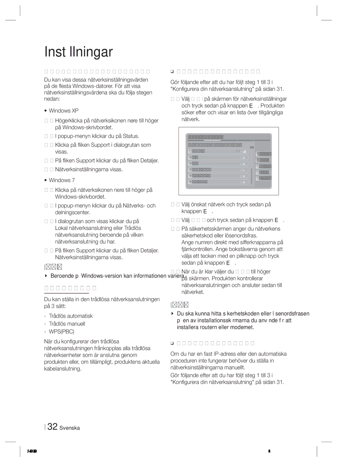 Samsung HT-E4550/XE manual Trådlöst nätverk, Hämta nätverksinställningsvärden, Wpspbc 