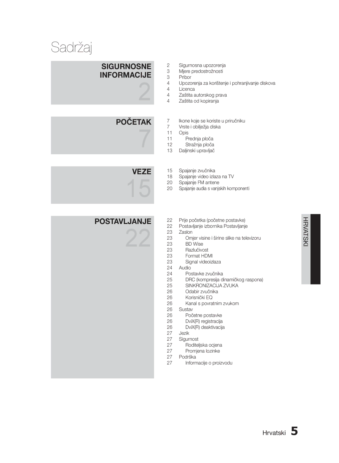 Samsung HT-E453/EN, HT-E455/EN manual Sigurnosne Informacije Početak Veze Postavljanje 