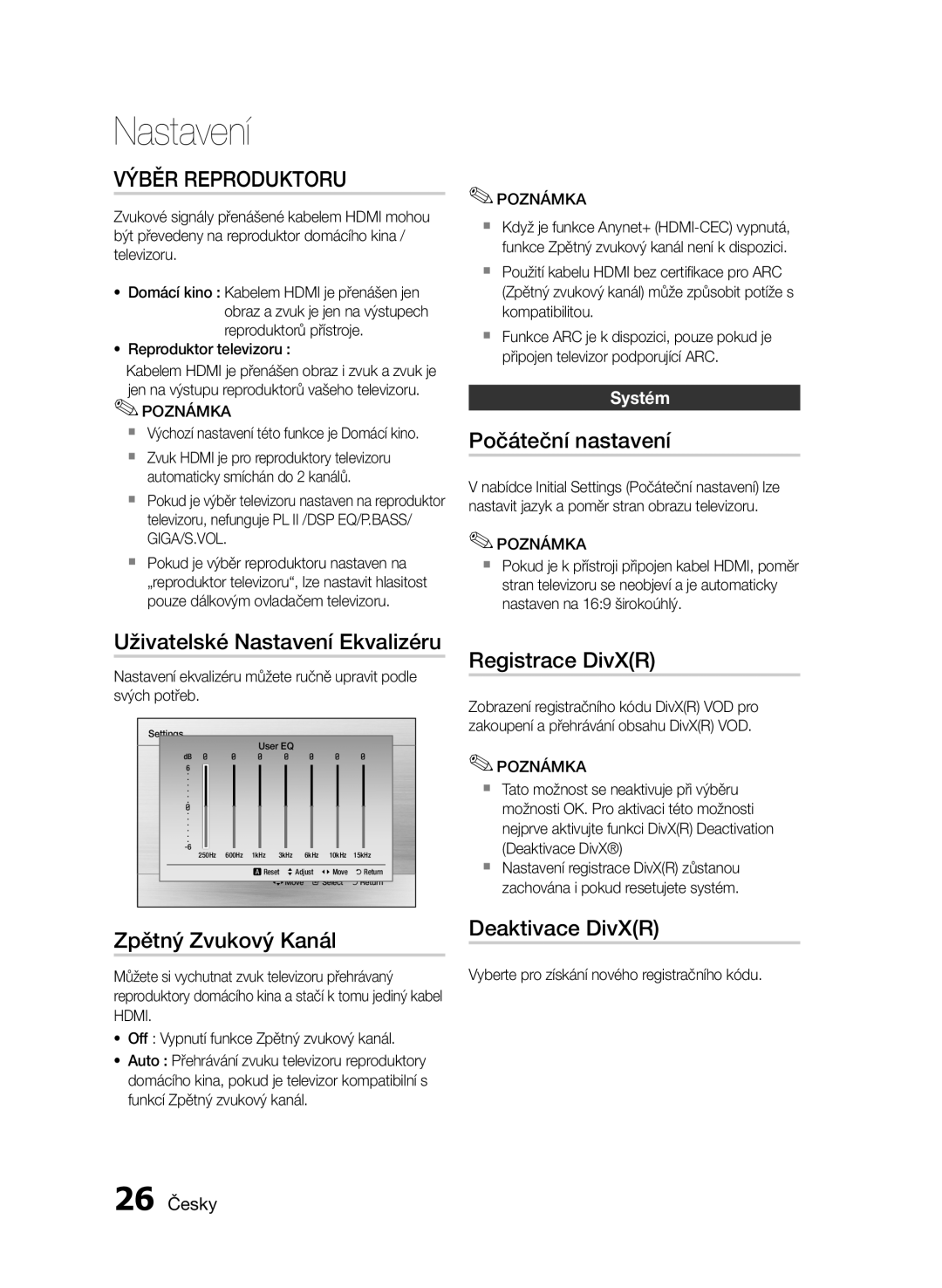 Samsung HT-E455/EN, HT-E453/EN manual Výběr Reproduktoru 