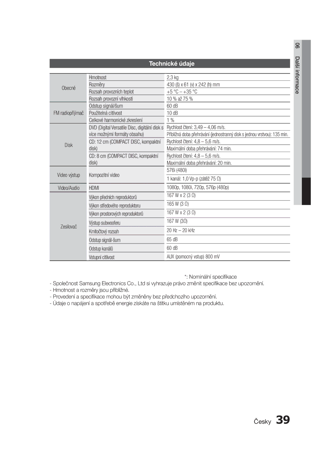 Samsung HT-E453/EN, HT-E455/EN manual Hdmi 