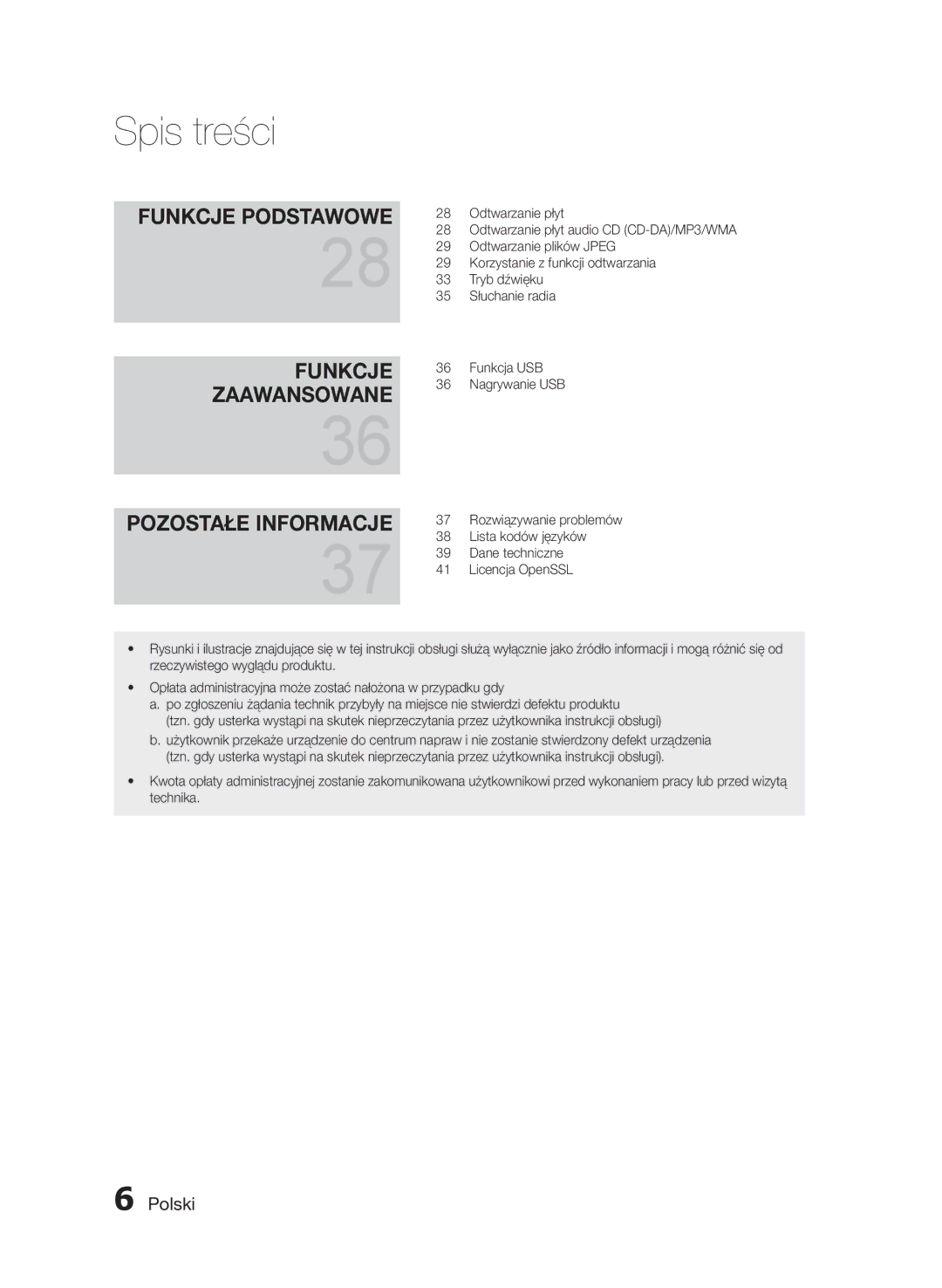 Samsung HT-E455/EN, HT-E453/EN manual Funkcje Podstawowe Zaawansowane 