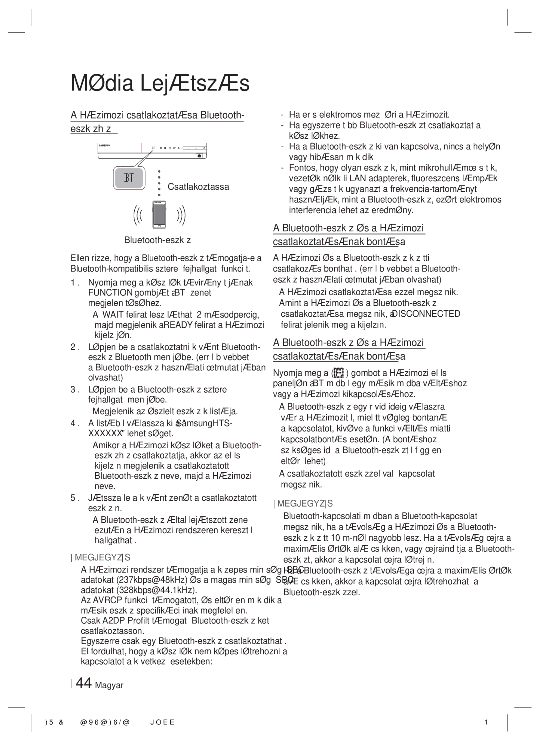 Samsung HT-E5200/EN manual Házimozi csatlakoztatása Bluetooth- eszközhöz, Csatlakoztassa Bluetooth-eszköz 