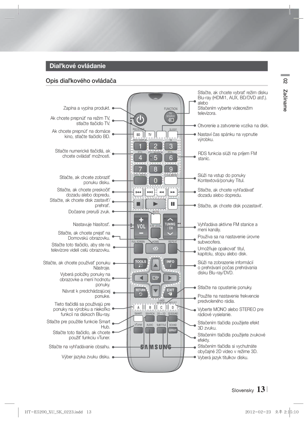 Samsung HT-E5200/EN Alebo, TA výrobku, Chcete ovládať možnosti, Ponuku disku, Dozadu alebo dopredu, Nastavuje hlasitosť 