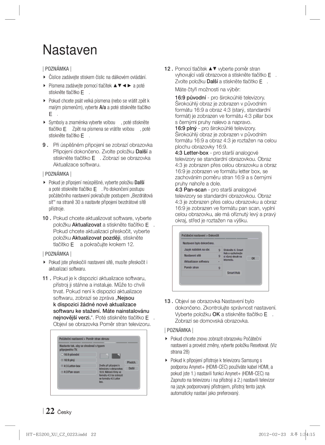 Samsung HT-E5200/EN manual Číslice zadávejte stiskem číslic na dálkovém ovládání 