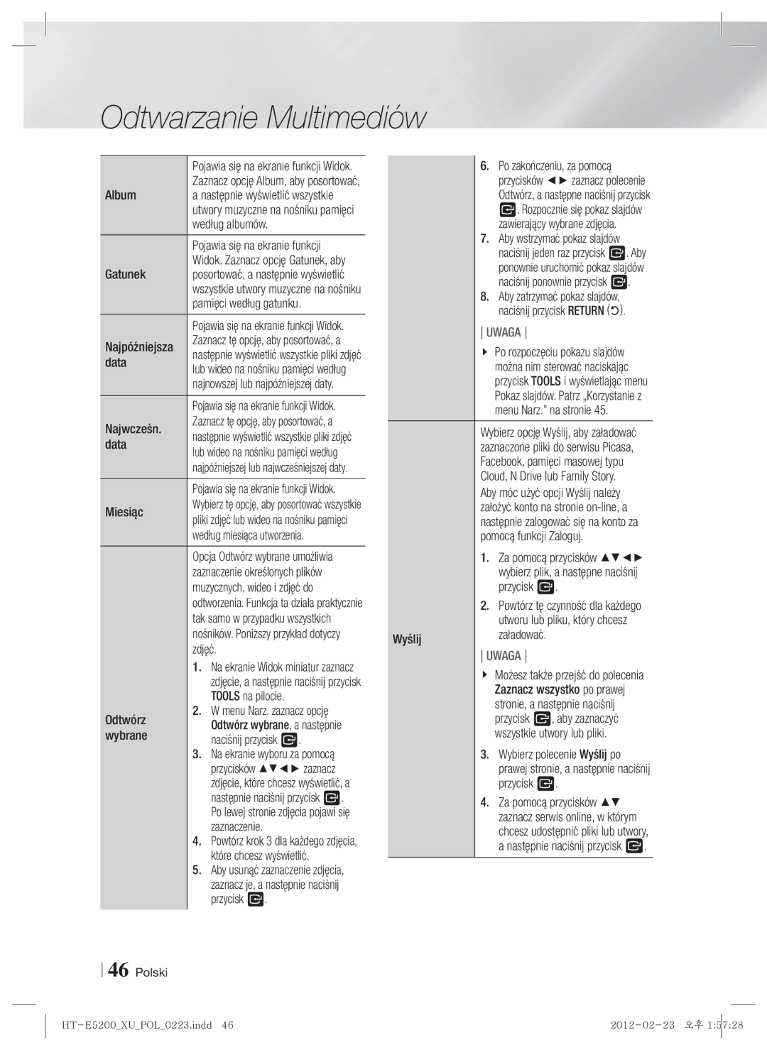 Samsung HT-E5200/EN Album, Według albumów, Pojawia się na ekranie funkcji, Gatunek, Pamięci według gatunku, Najpóźniejsza 