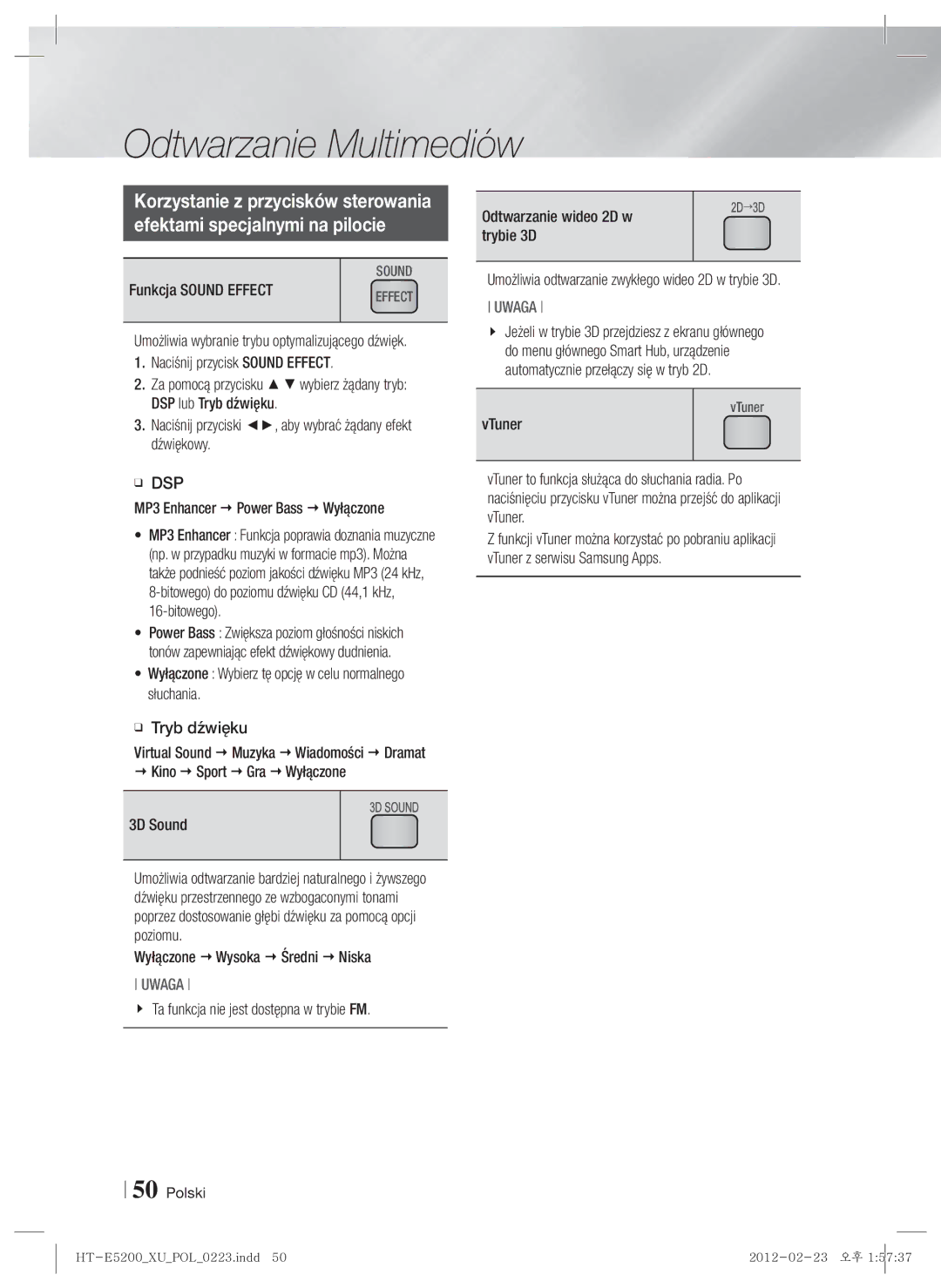 Samsung HT-E5200/EN manual Dsp 