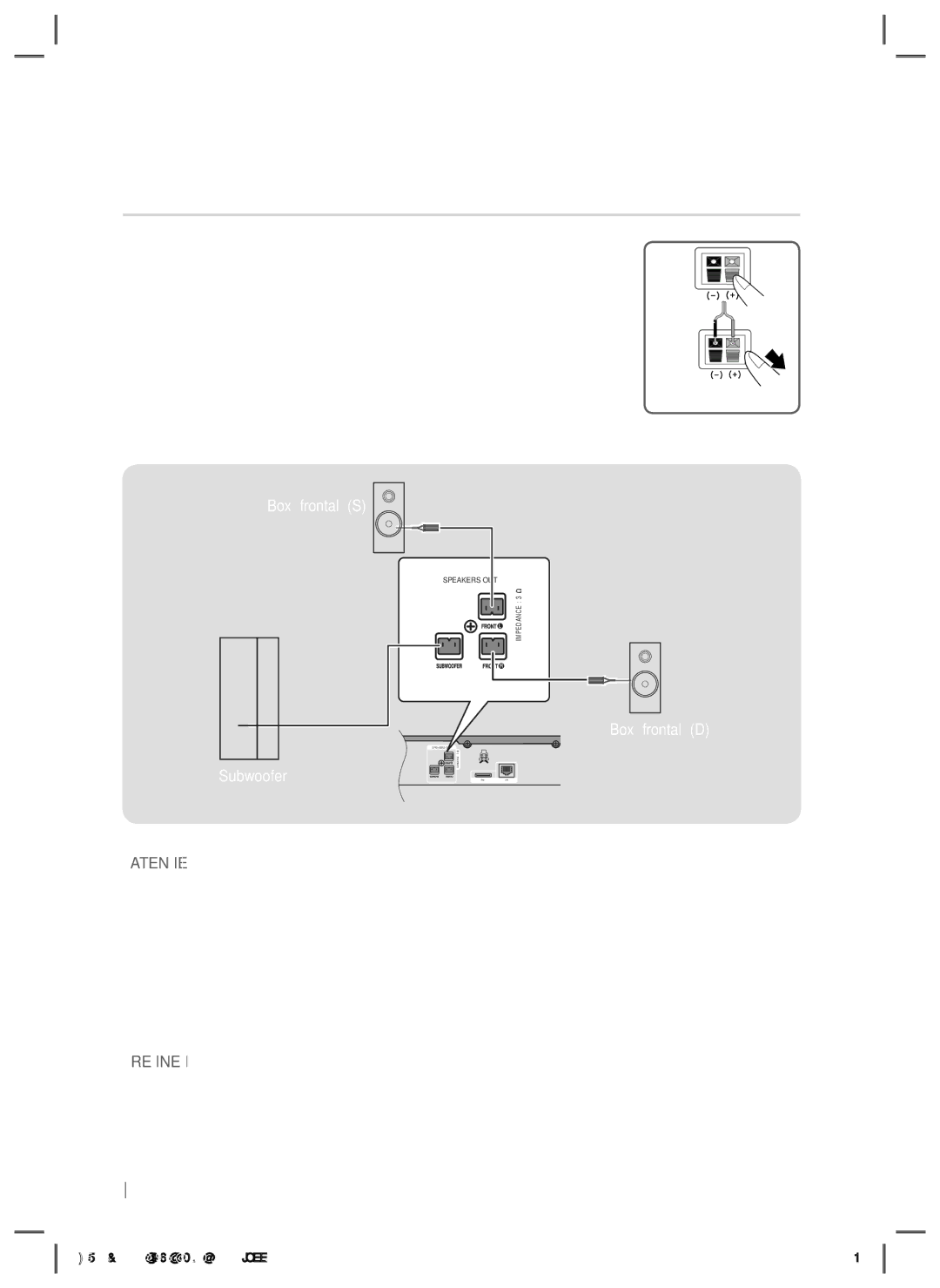 Samsung HT-E5200/EN manual Conectarea boxelor, Boxă frontală D Subwoofer, 16 Română, Roşu 