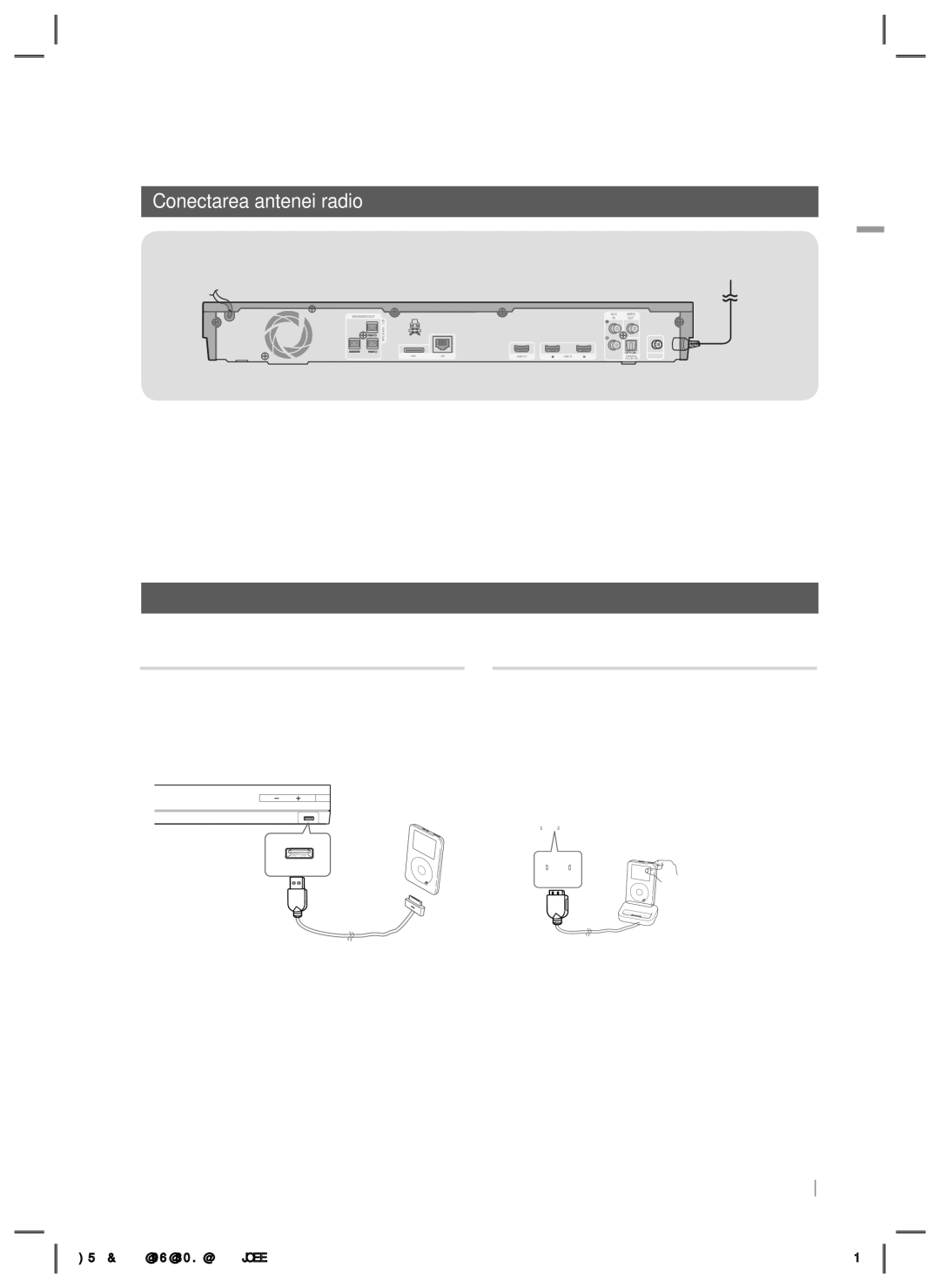 Samsung HT-E5200/EN manual Conectarea antenei radio, Conectarea la un dispozitiv iPod/iPhone 