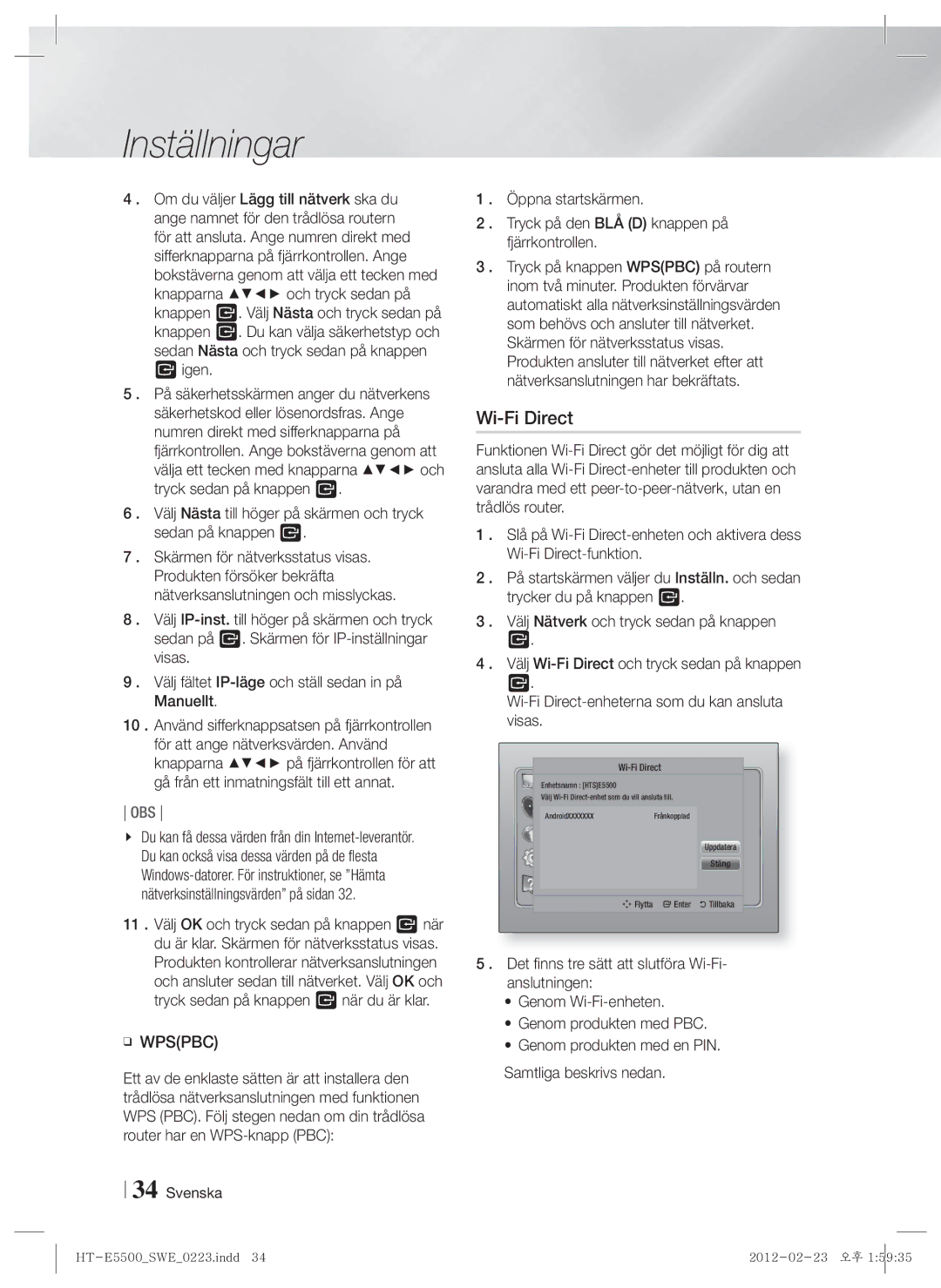 Samsung HT-E5550/XE, HT-E5500/XE, HT-E5530/XE manual Wi-Fi Direct, Igen 