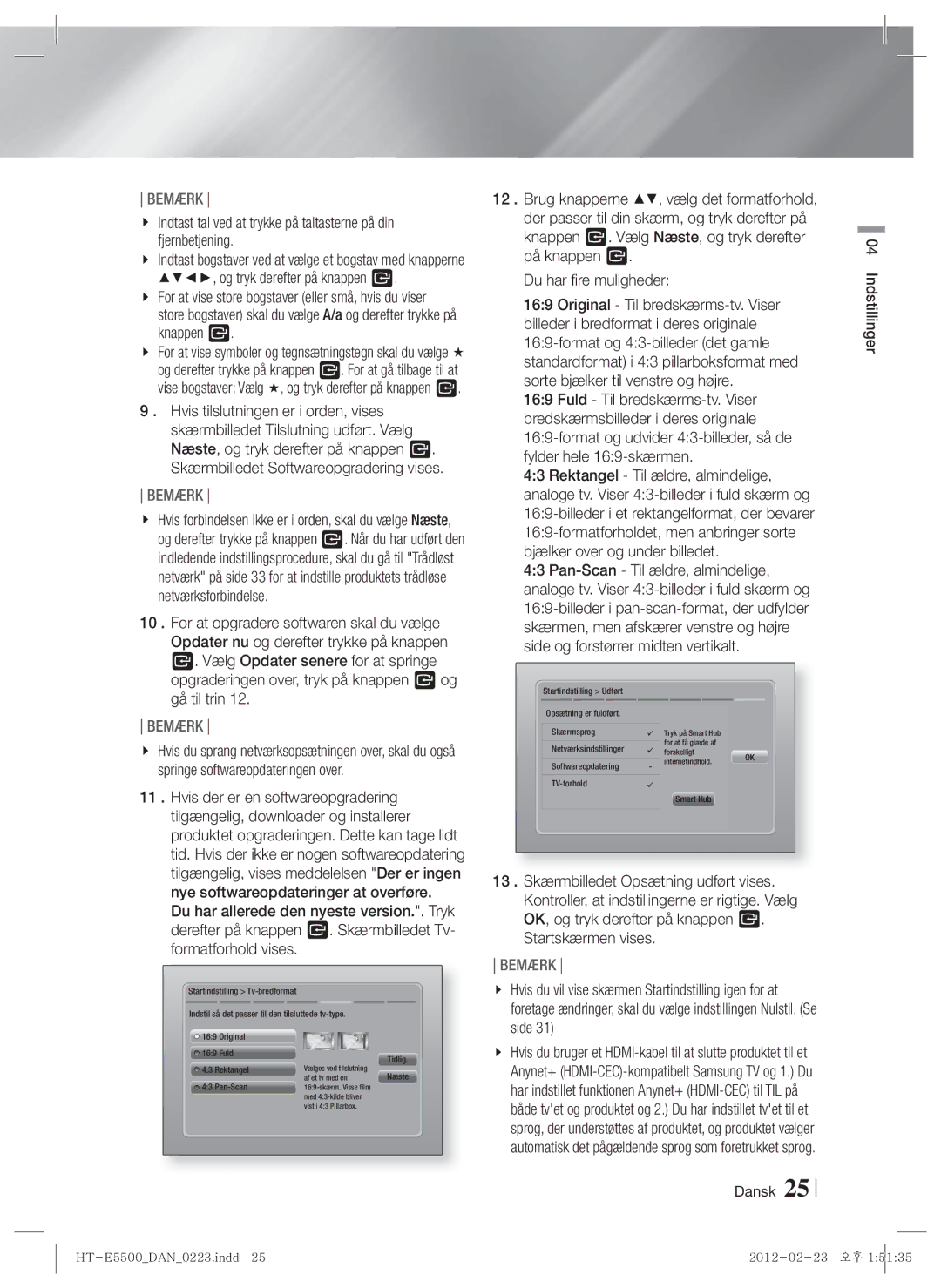 Samsung HT-E5500/XE, HT-E5550/XE, HT-E5530/XE manual Gå til trin 