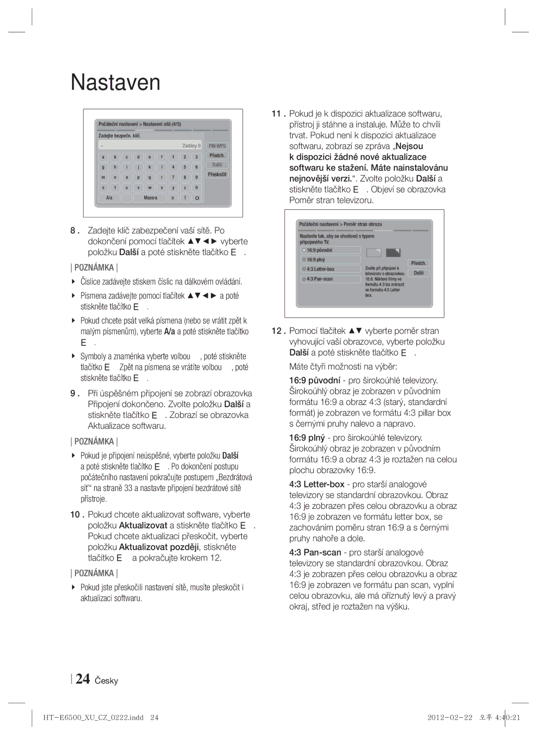 Samsung HT-E6500/EN manual Máte čtyři možnosti na výběr, 24 Česky 