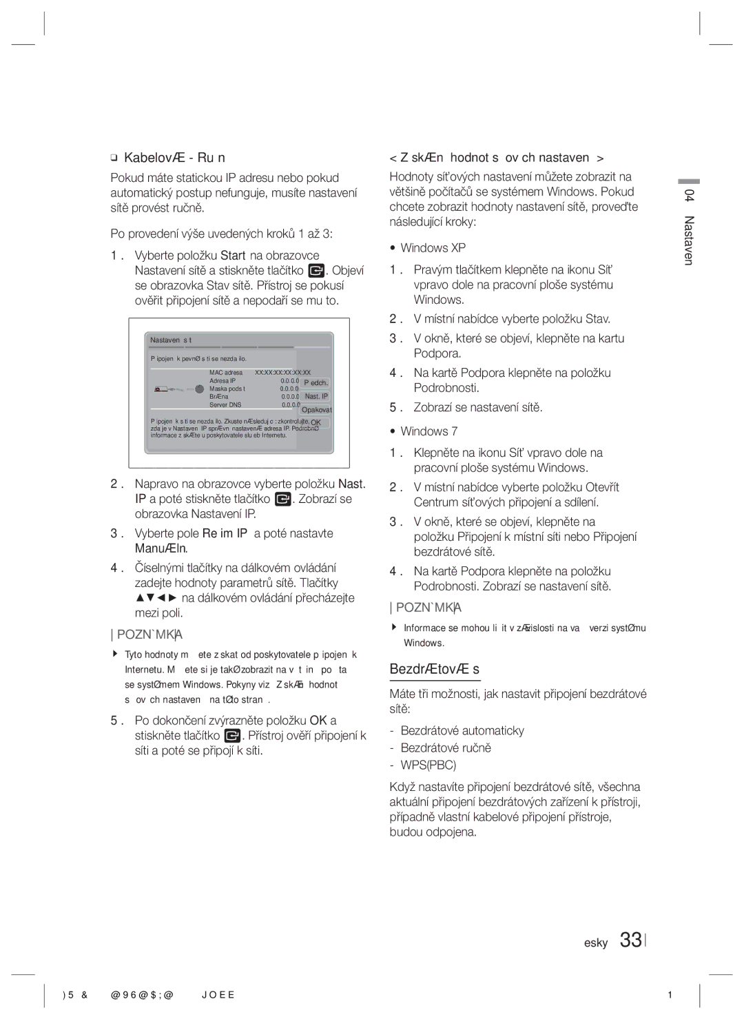 Samsung HT-E6500/EN manual Bezdrátová síť, Wpspbc 