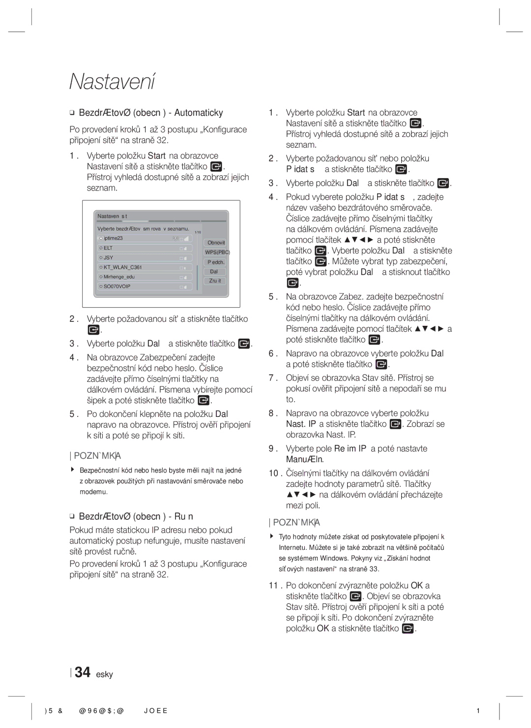 Samsung HT-E6500/EN manual Vyberte položku Další a stiskněte tlačítko E, 34 Česky 