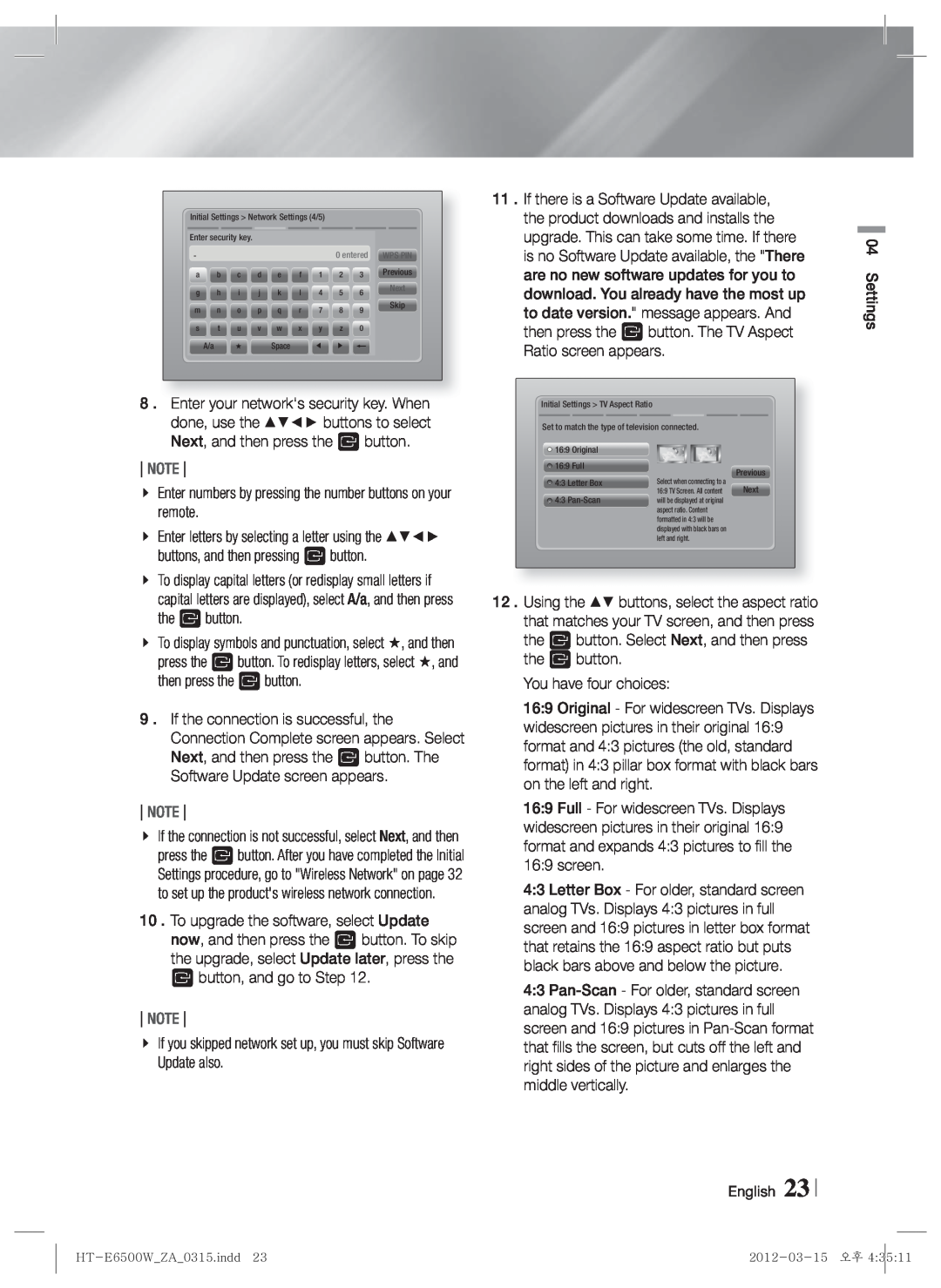 Samsung HTE6500WZA, HT-E6500W user manual Note, You have four choices 