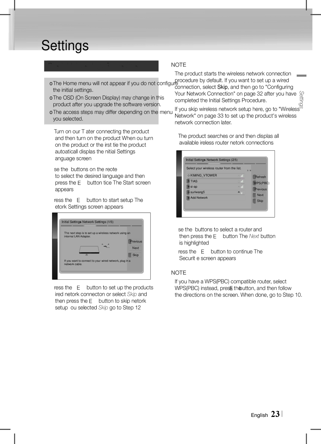 Samsung HT-E6750W/SQ manual Initial Settings Procedure, Initial settings, You selected, Language screen 