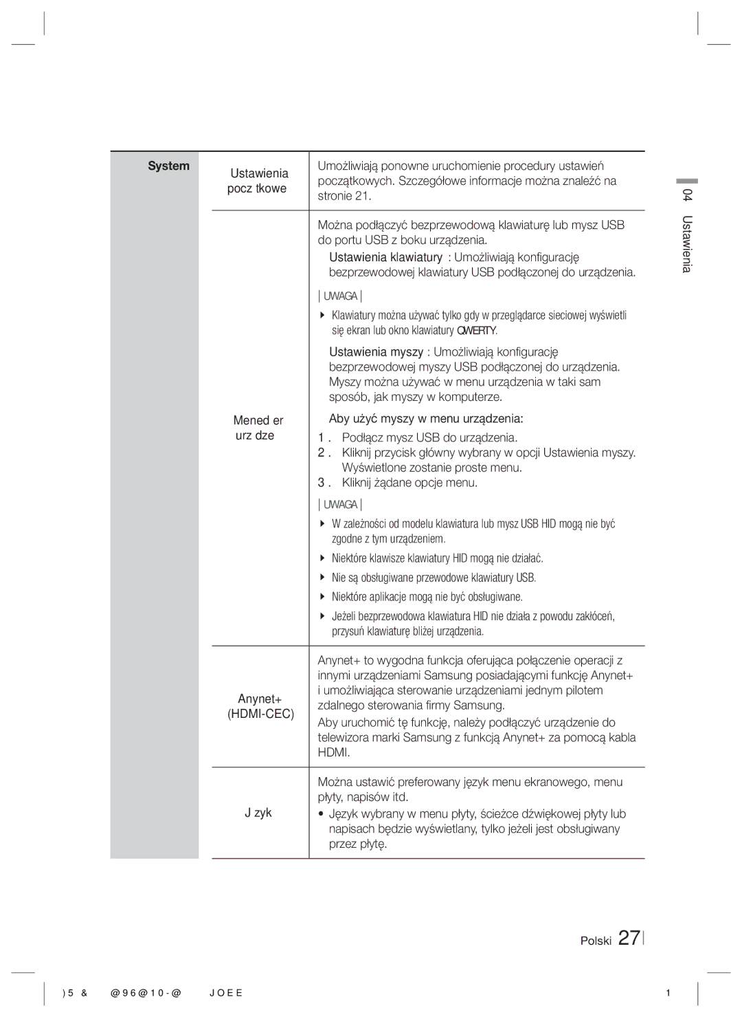 Samsung HT-E8200/EN manual System, Hdmi-Cec 