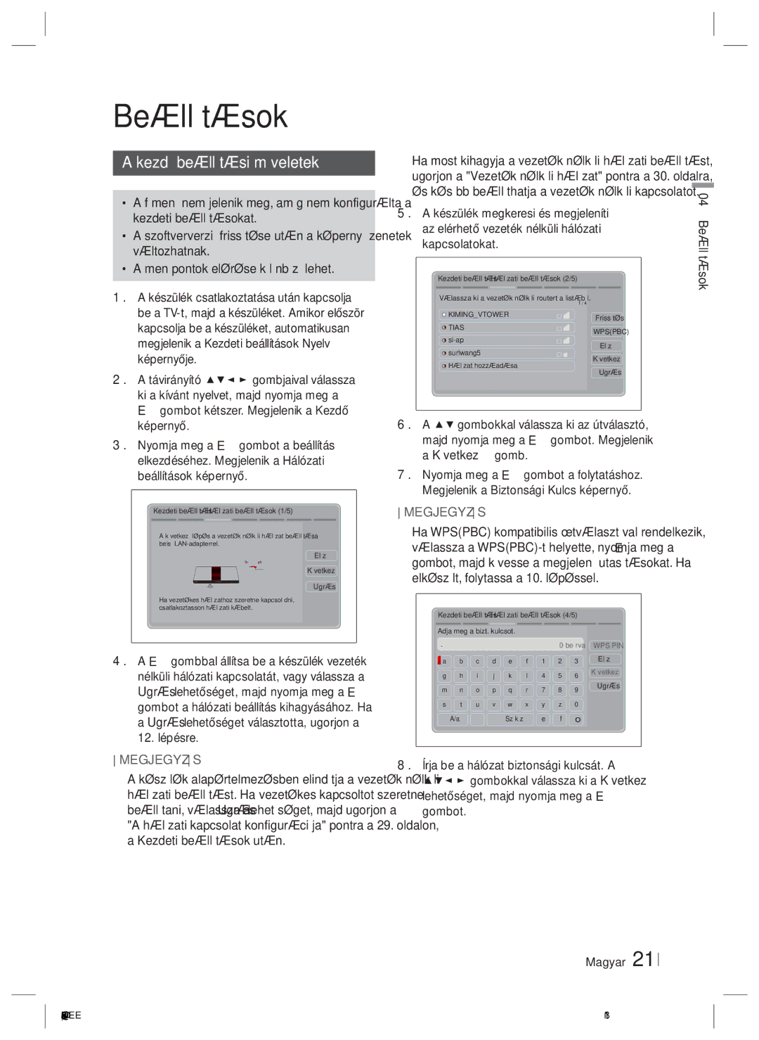 Samsung HT-E8200/EN manual Kezdő beállítási műveletek, 12. lépésre, Magyar 04 Beállítások 