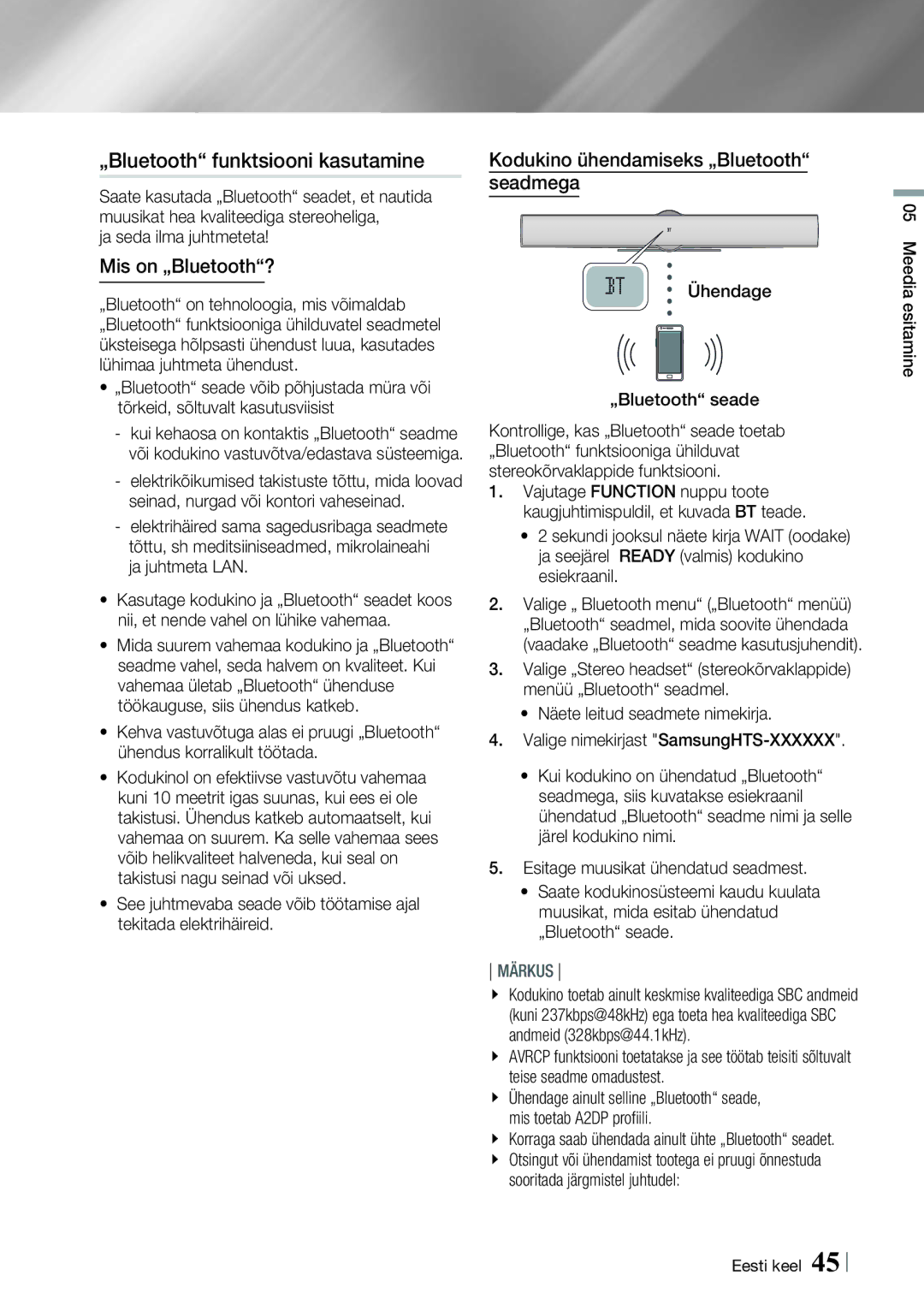 Samsung HT-E8200/EN manual „Bluetooth funktsiooni kasutamine, Mis on „Bluetooth?, Kodukino ühendamiseks „Bluetooth seadmega 