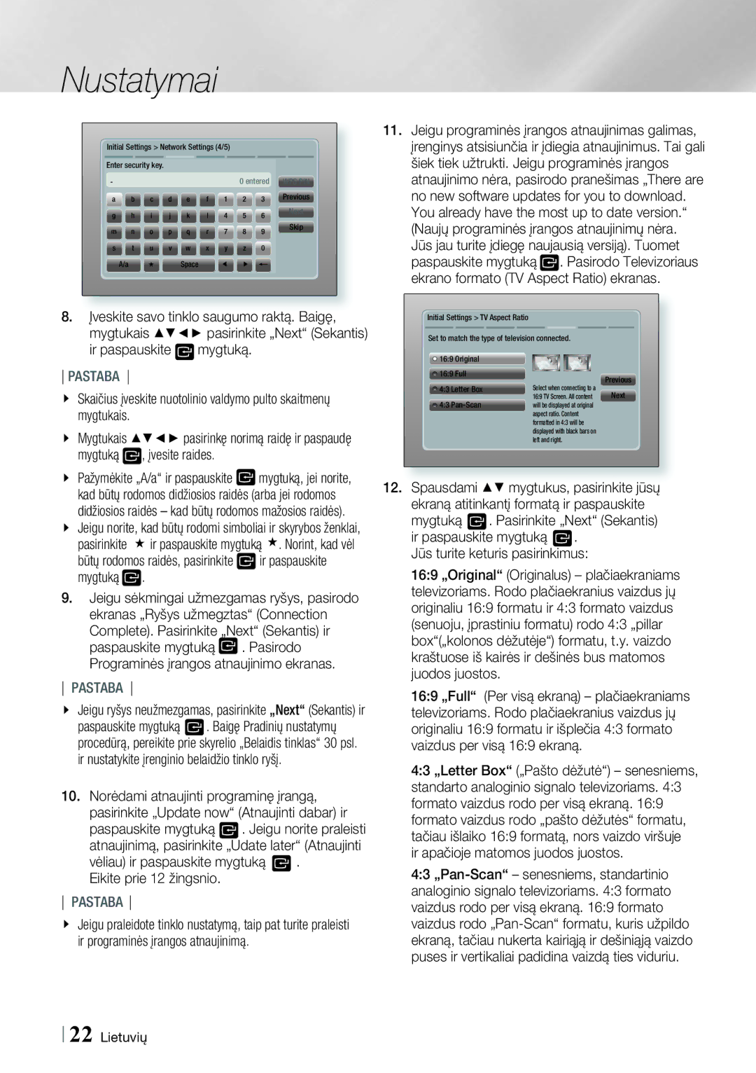 Samsung HT-E8200/EN manual Nustatymai 