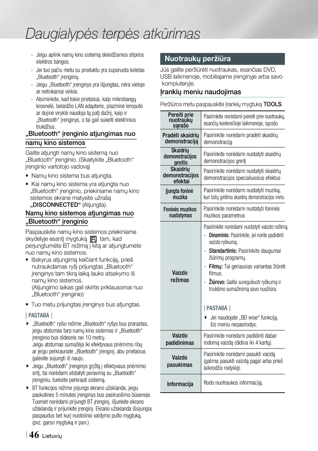 Samsung HT-E8200/EN manual Daugialypės terpės atkūrimas, Nuotraukų peržiūra, Įrankių meniu naudojimas 