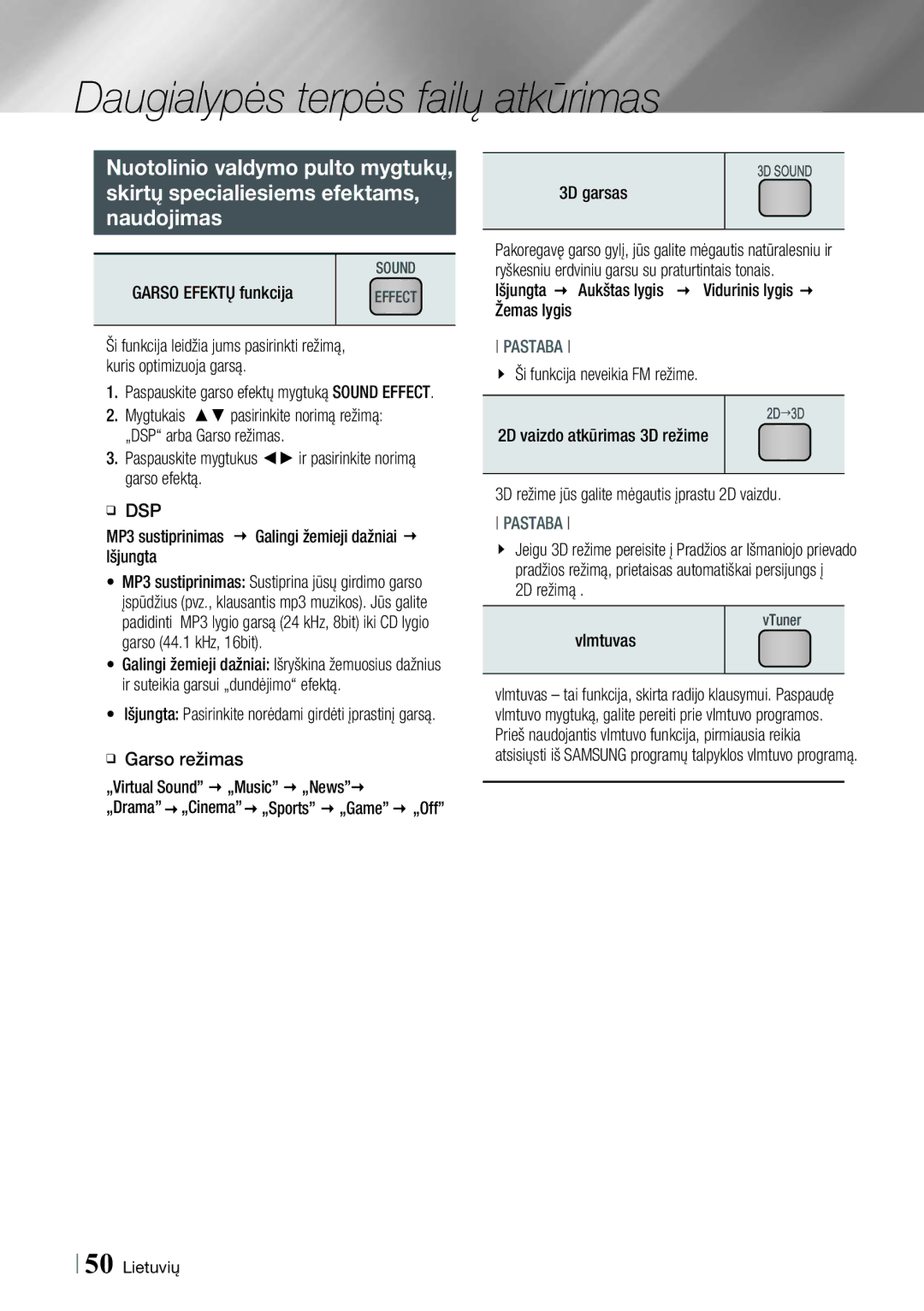 Samsung HT-E8200/EN manual Dsp 